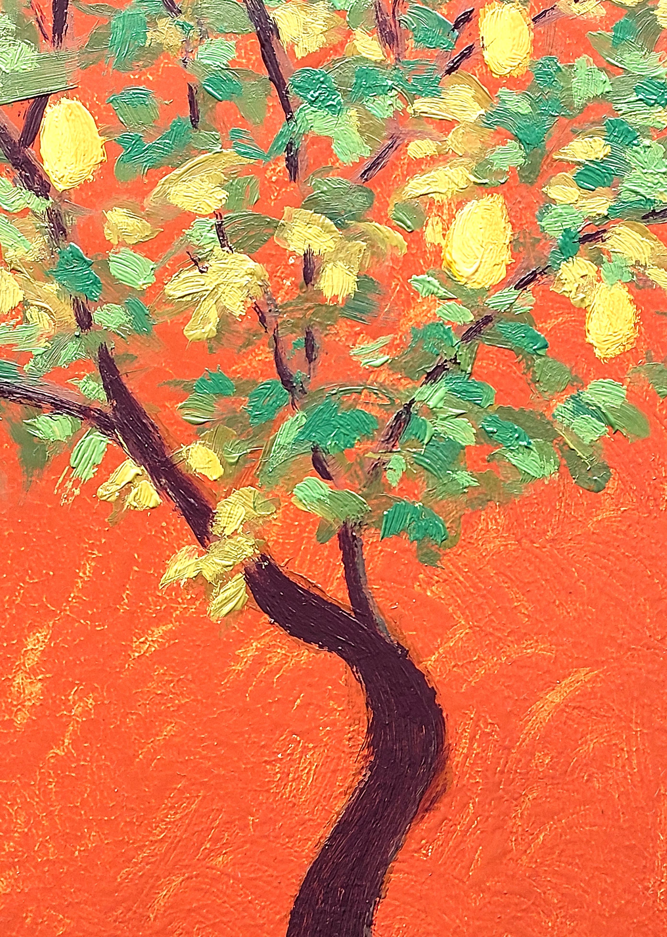 Albero di limone in un giardino marocchino Pittura ad olio Paesaggio - Painting Postimpressionismo di Ksenia Tsyganyuk