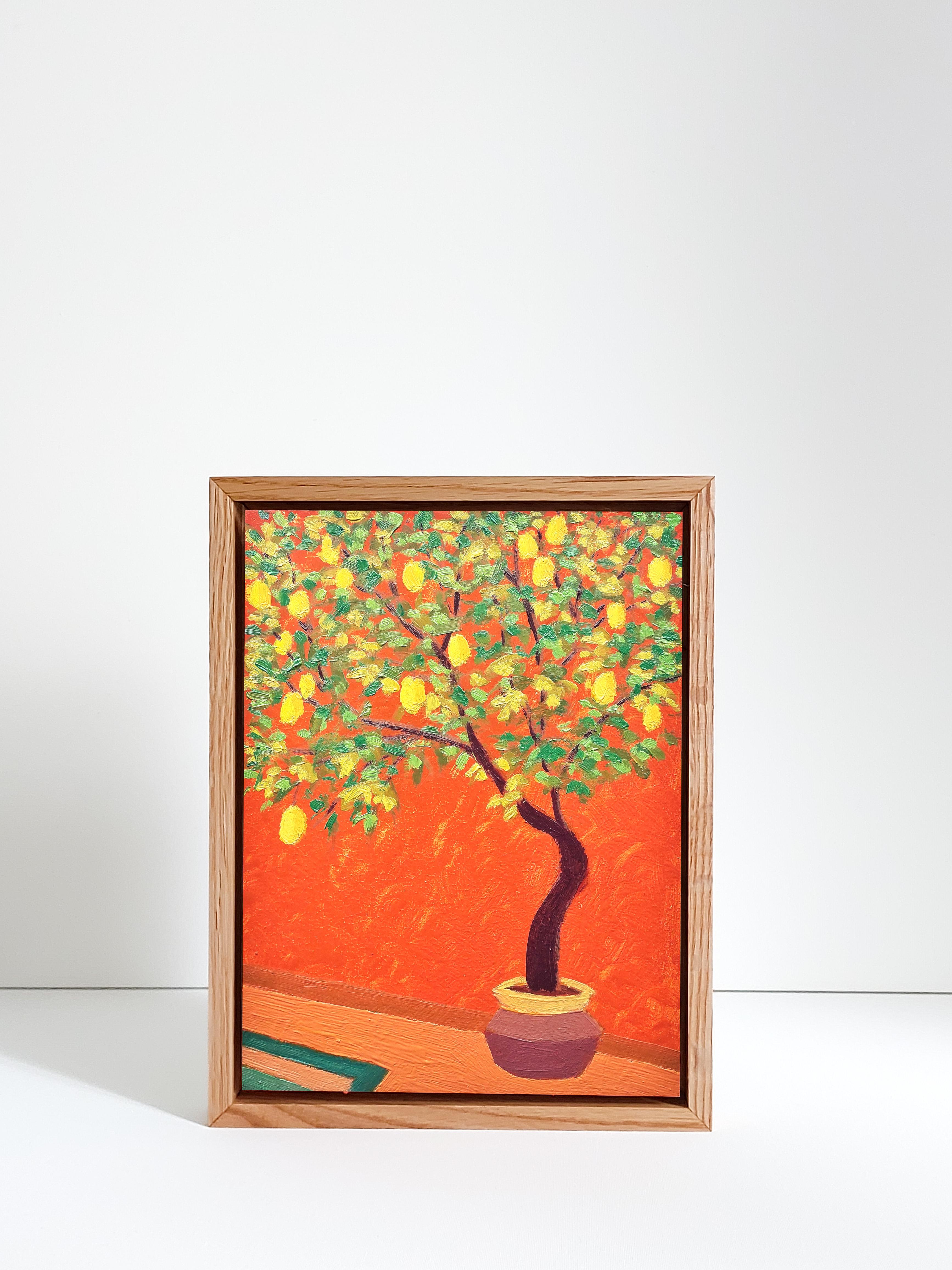 Albero di limone in un giardino marocchino Pittura ad olio Paesaggio - Interior Painting Arancia di Ksenia Tsyganyuk