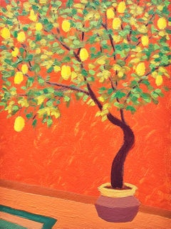 Albero di limone in un giardino marocchino Pittura ad olio Paesaggio