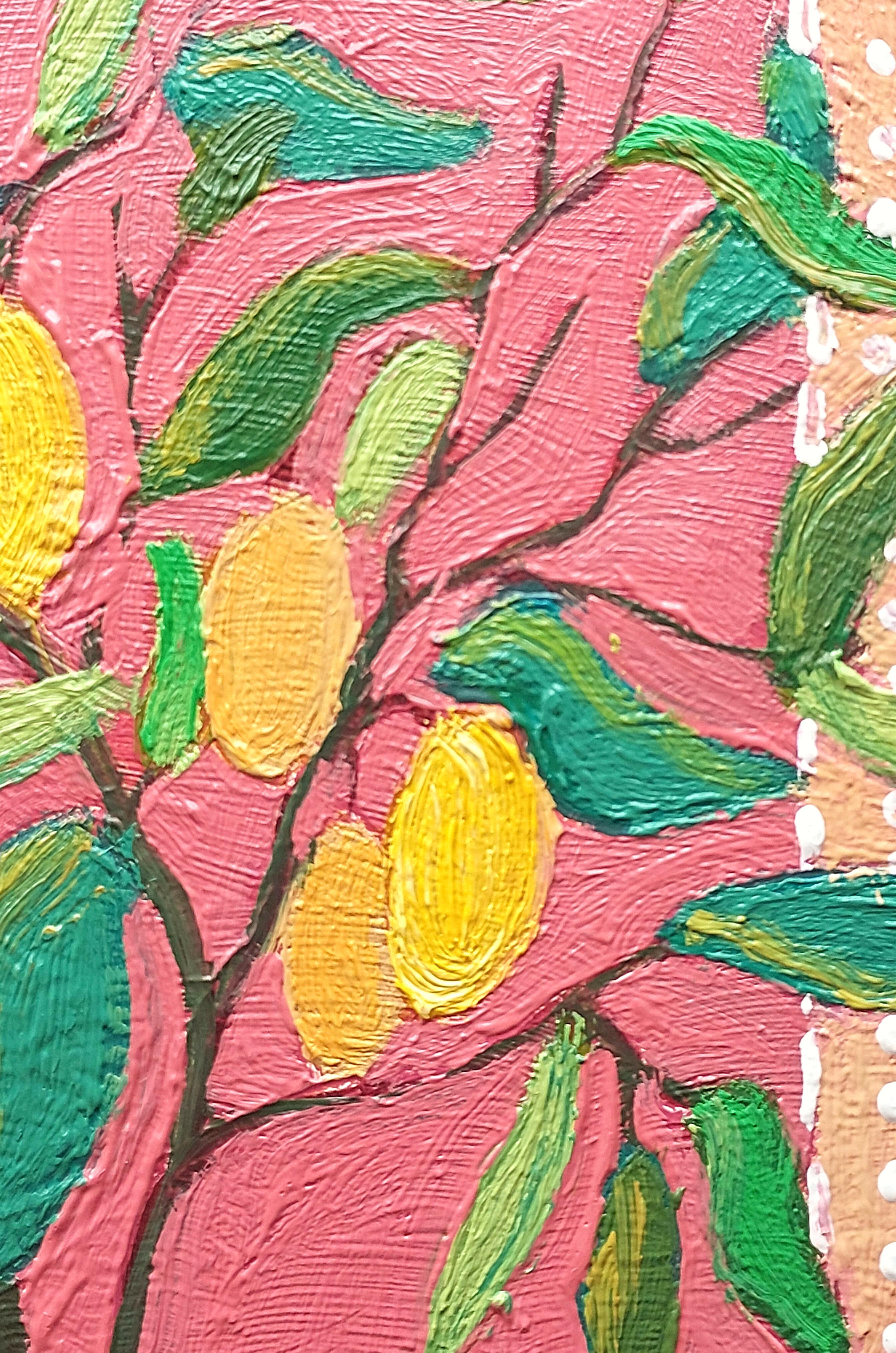 Albero di Limone Natura Morta Pittura ad Olio Ornamento Eclettico - Interior Painting Rosa di Ksenia Tsyganyuk