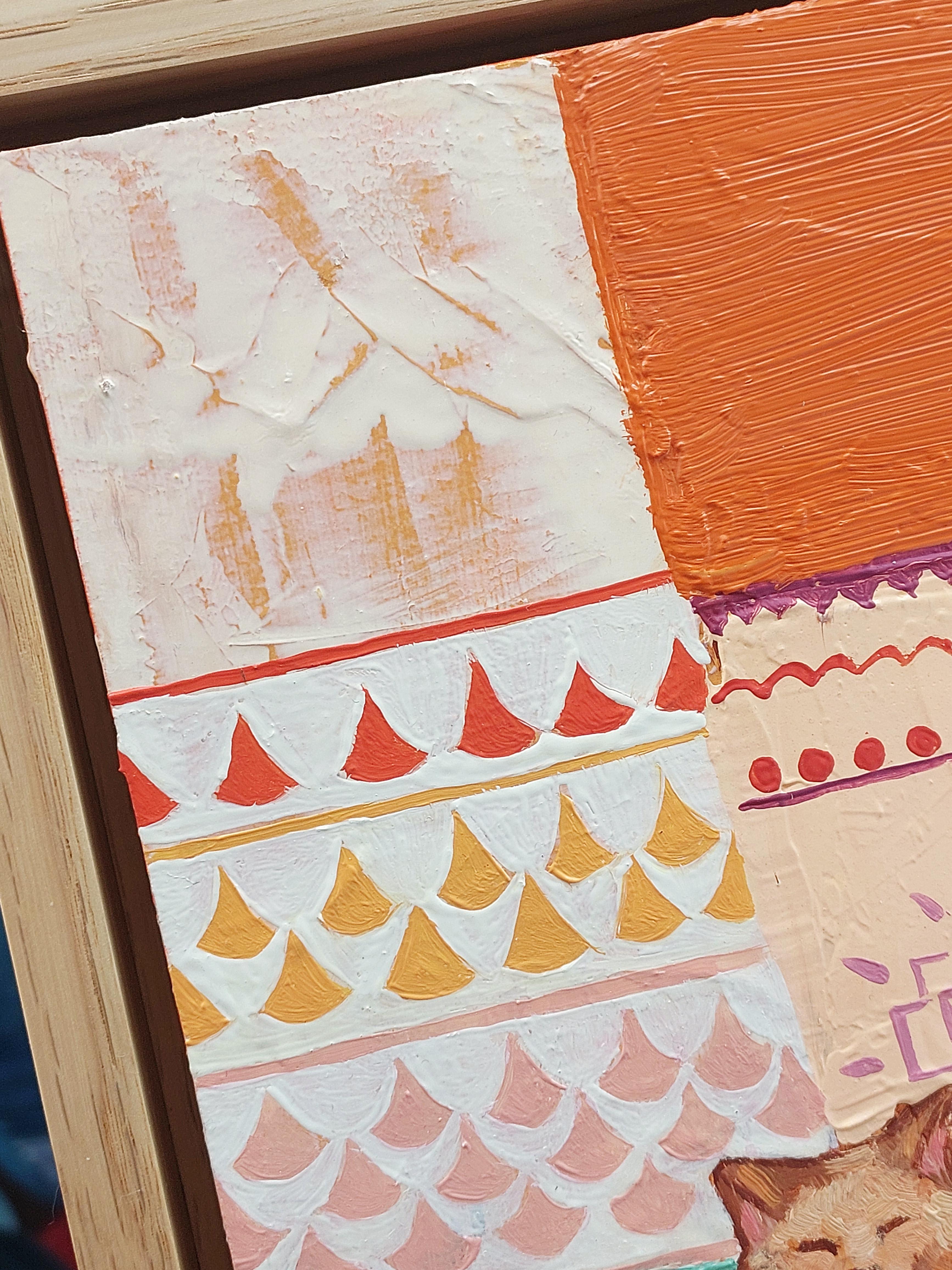 Mosaic dance - Orange Landscape Painting by Ksenia Tsyganyuk