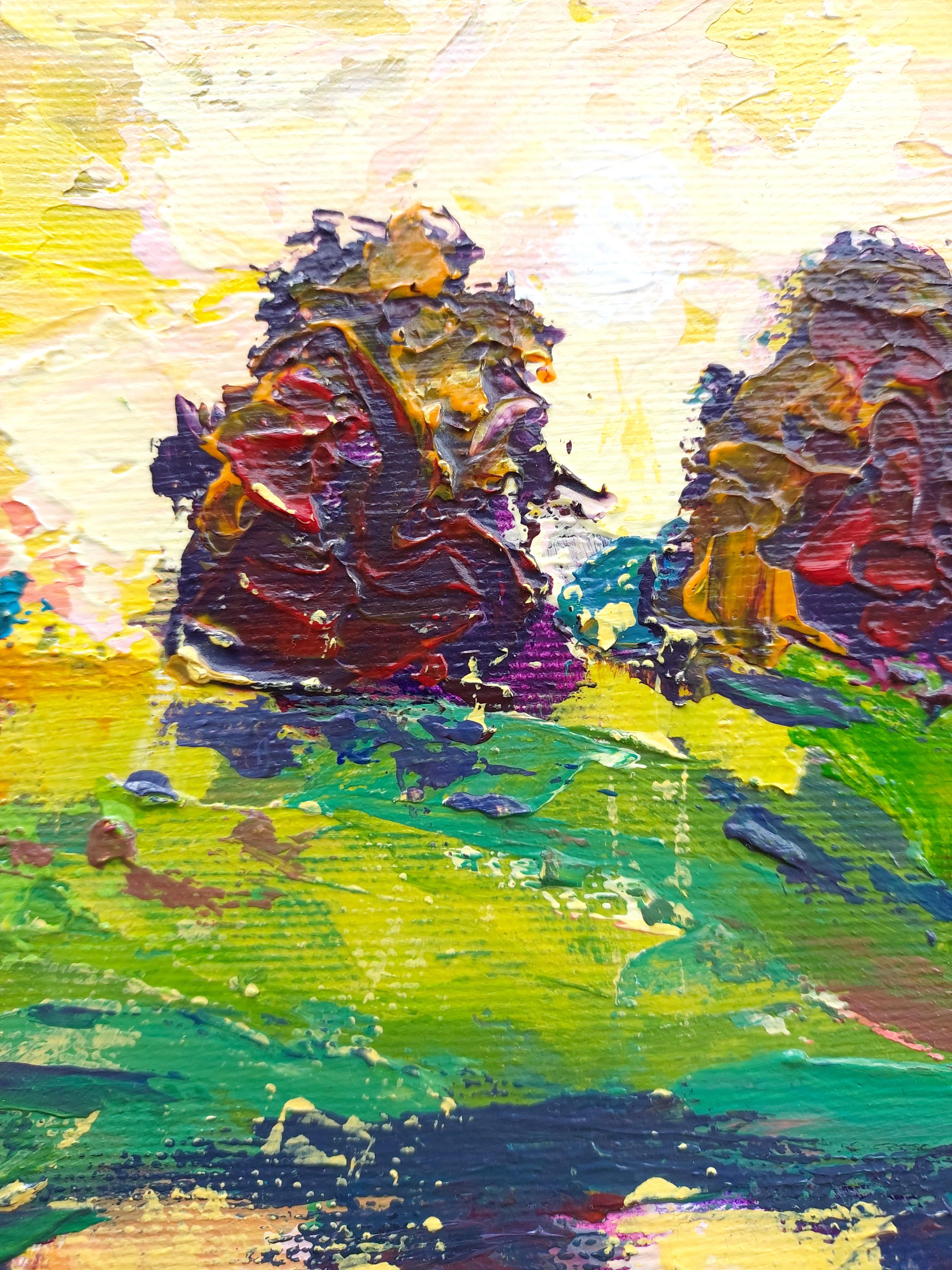 La paix - Beige Landscape Painting par Ksenia Tsyganyuk