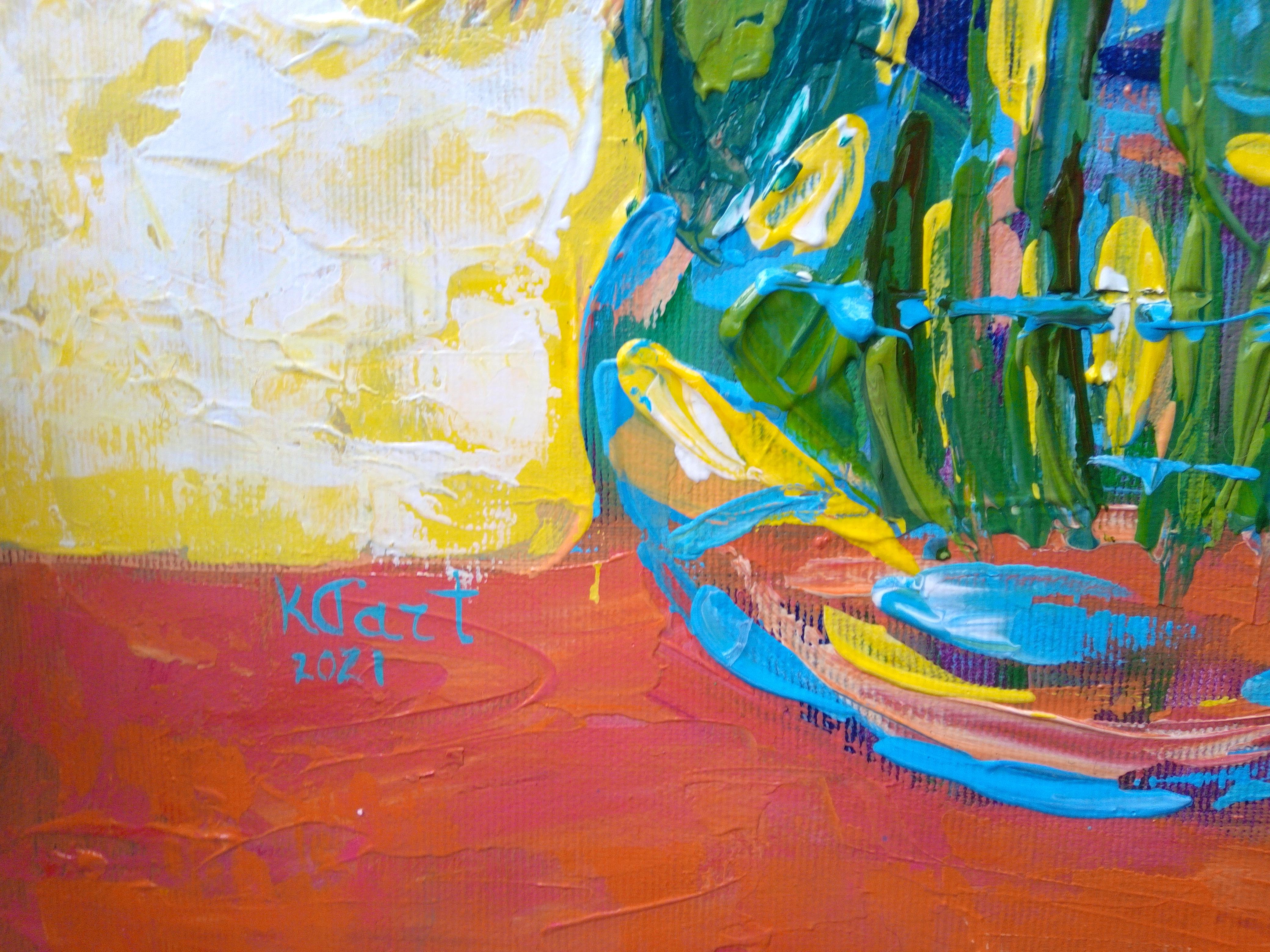 Los girasoles aportan calidez, alegría y la energía del sol al espacio: todo a su alrededor parece más vivo. Estas flores encarnan la plenitud de la luz, la resistencia y el deseo constante de ascender. Su resplandor dorado llena al espectador de