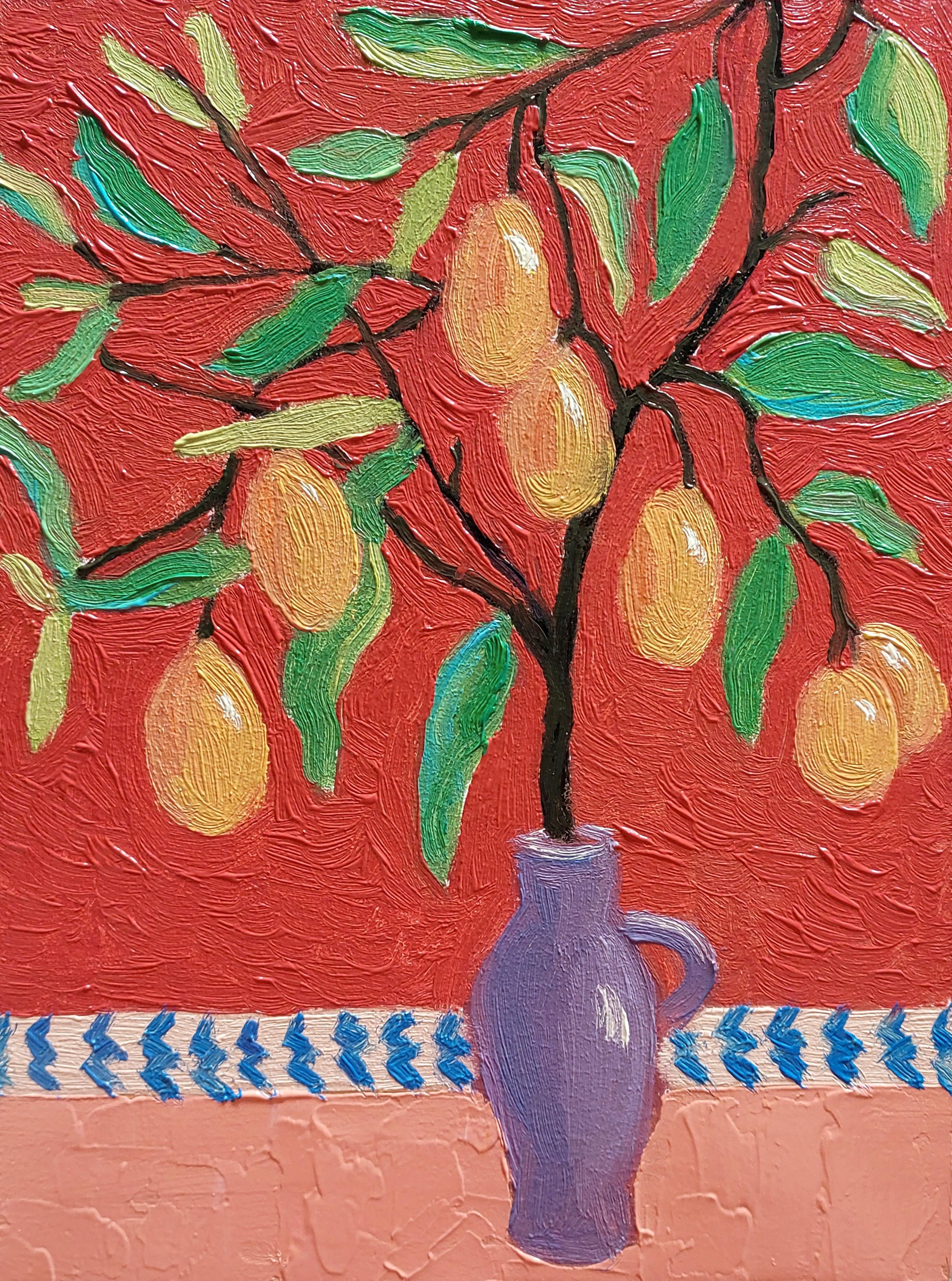 Sweet and Sour Original Oil Painting Lemon Tree by Ksenia Tsyganyuk For Sale 1