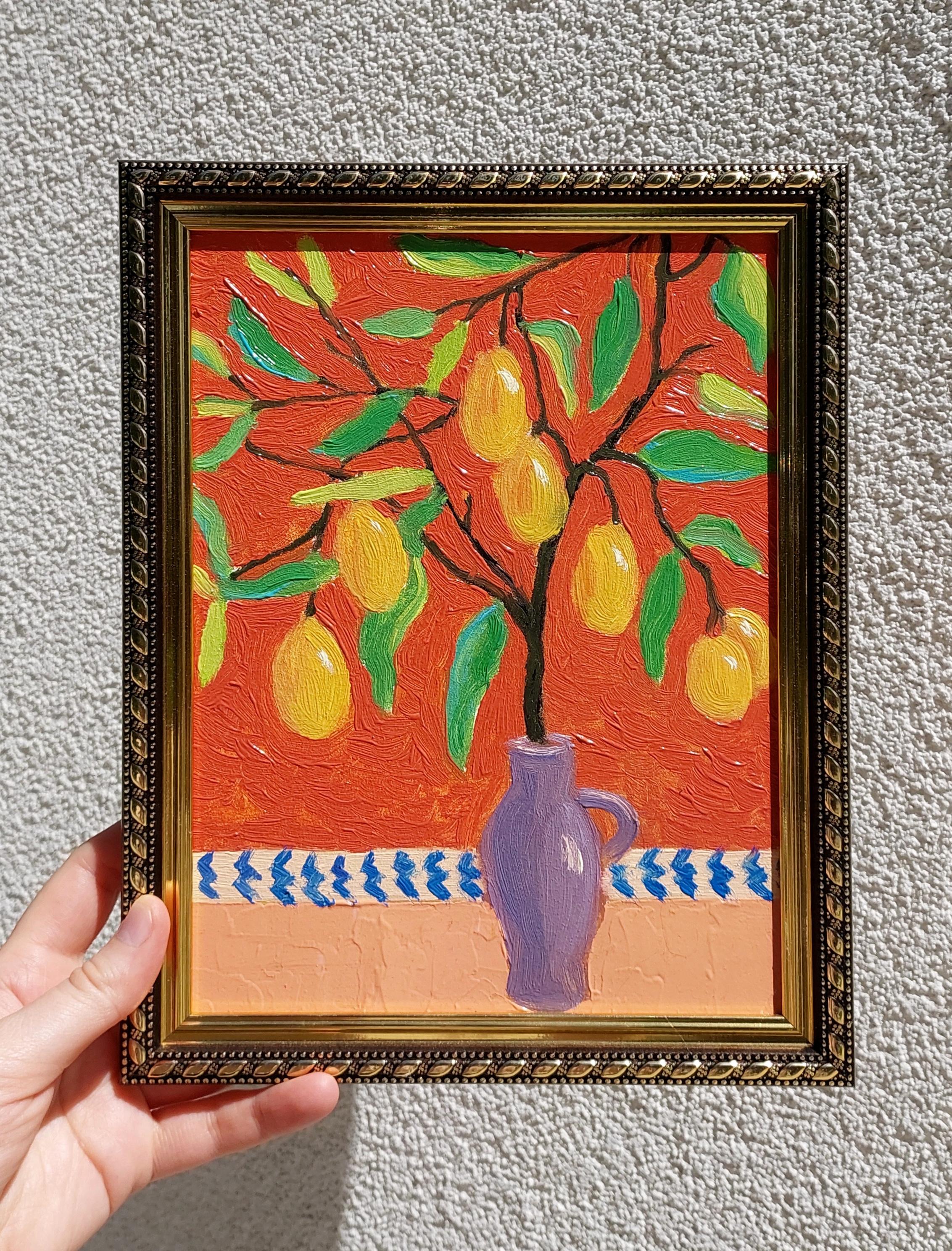 Sweet and Sour Original Oil Painting Lemon Tree by Ksenia Tsyganyuk For Sale 4