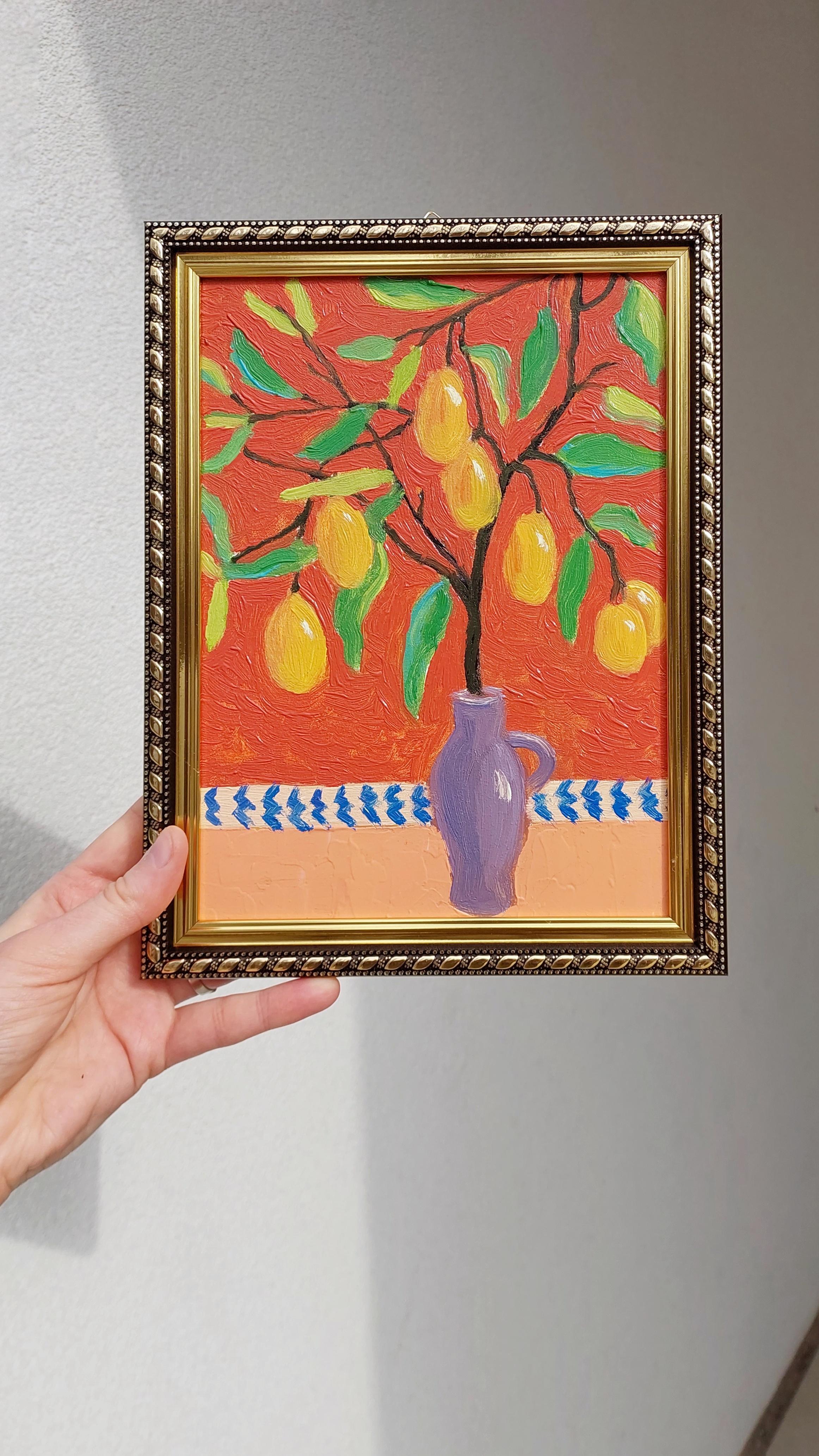 Sweet and Sour Original Oil Painting Lemon Tree by Ksenia Tsyganyuk For Sale 5