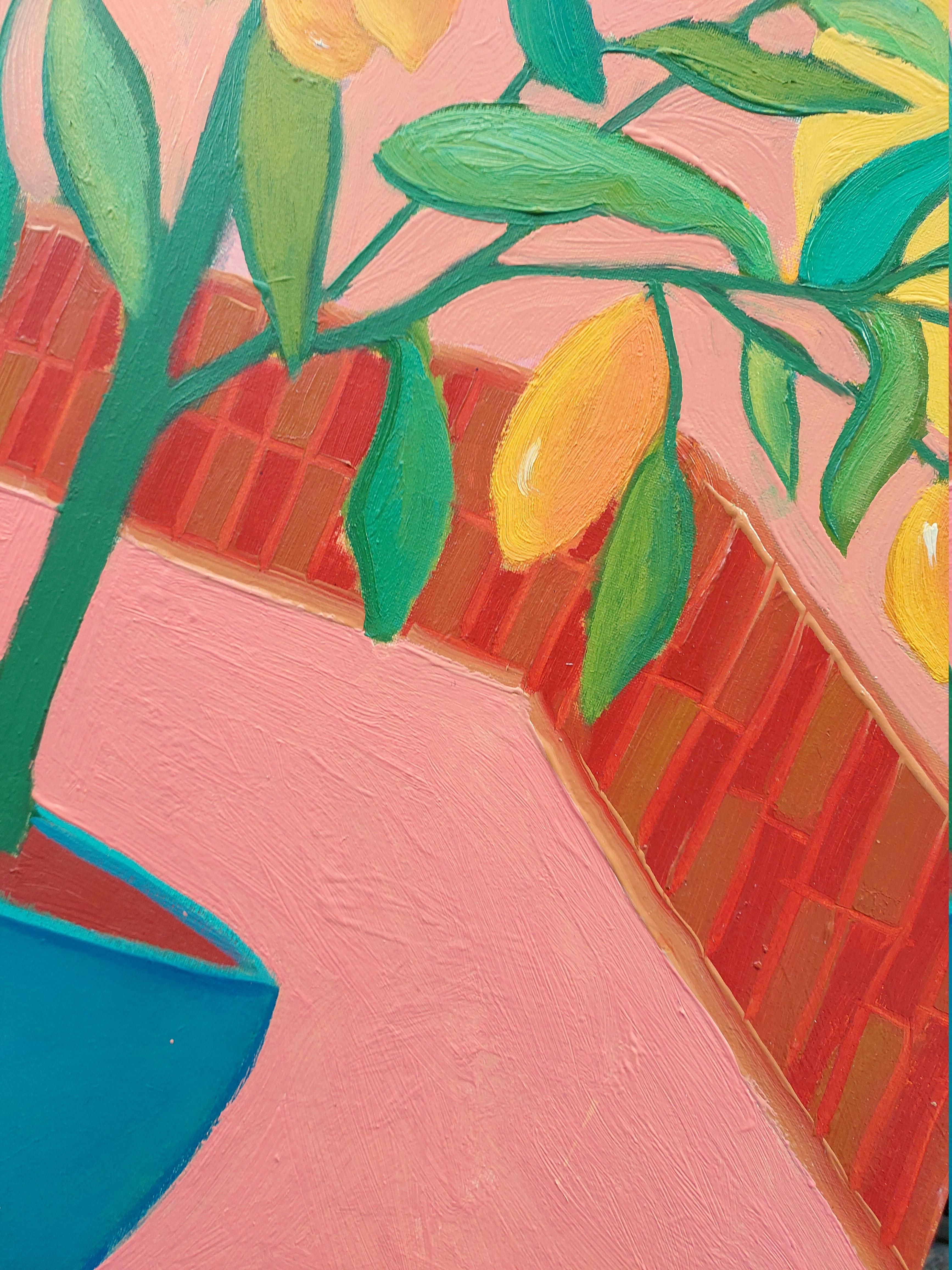 Tree of Life - Orange Landscape Painting by Ksenia Tsyganyuk
