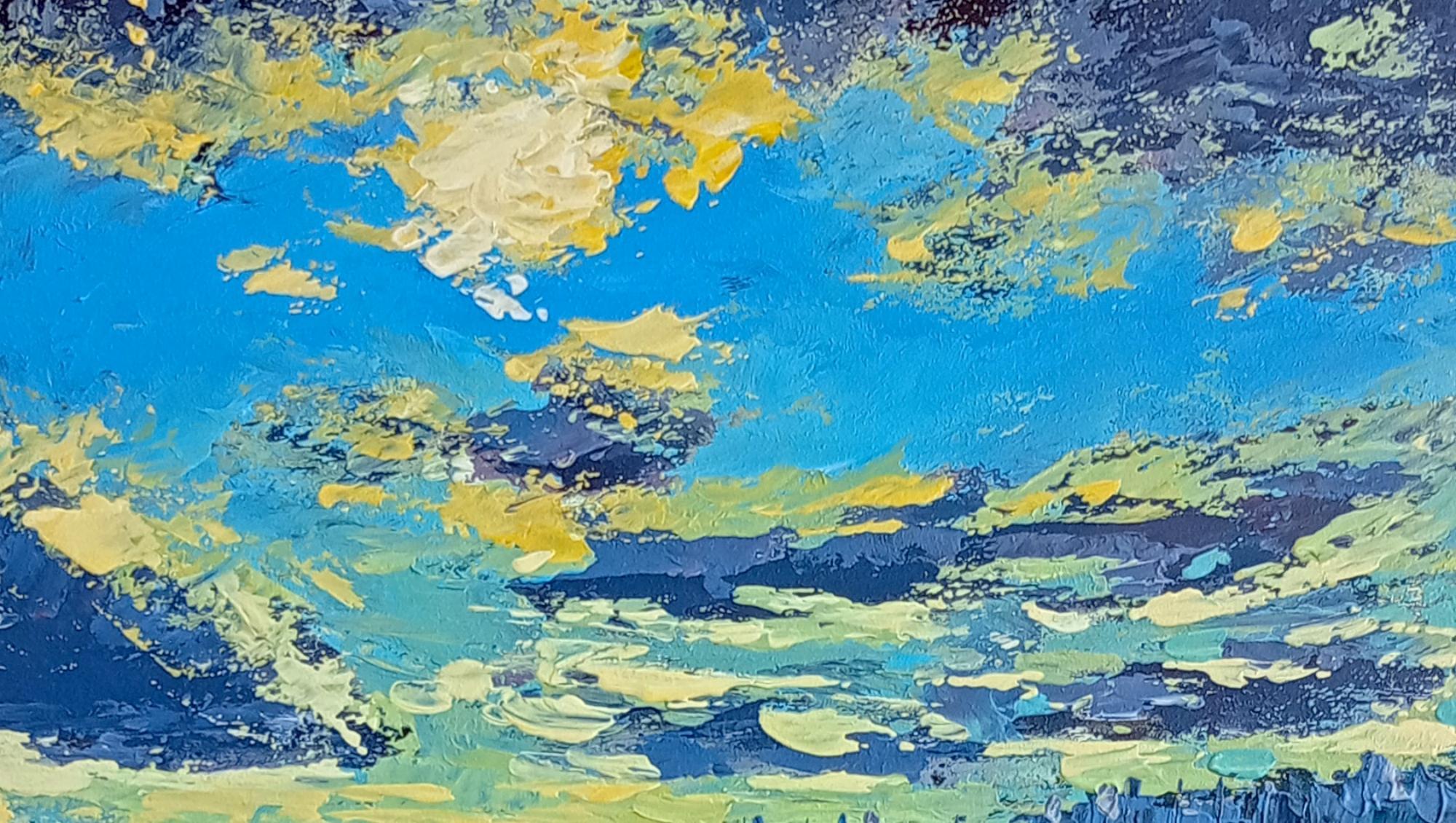 We will remember - Blue Landscape Painting by Ksenia Tsyganyuk