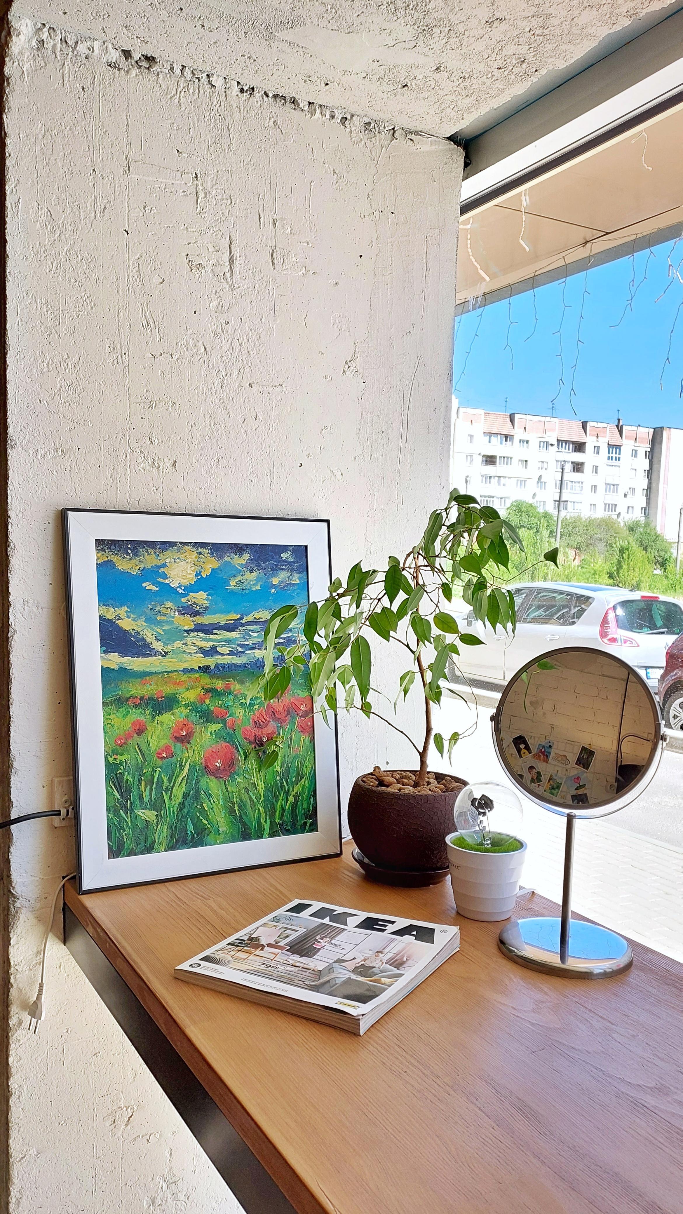 This painting continues the artist’s reflection on the memories of the city of Mariupol — a place that became a symbol of resilience and loss. Once a vibrant city, Mariupol was almost completely destroyed during the Russian invasion of Ukraine. It