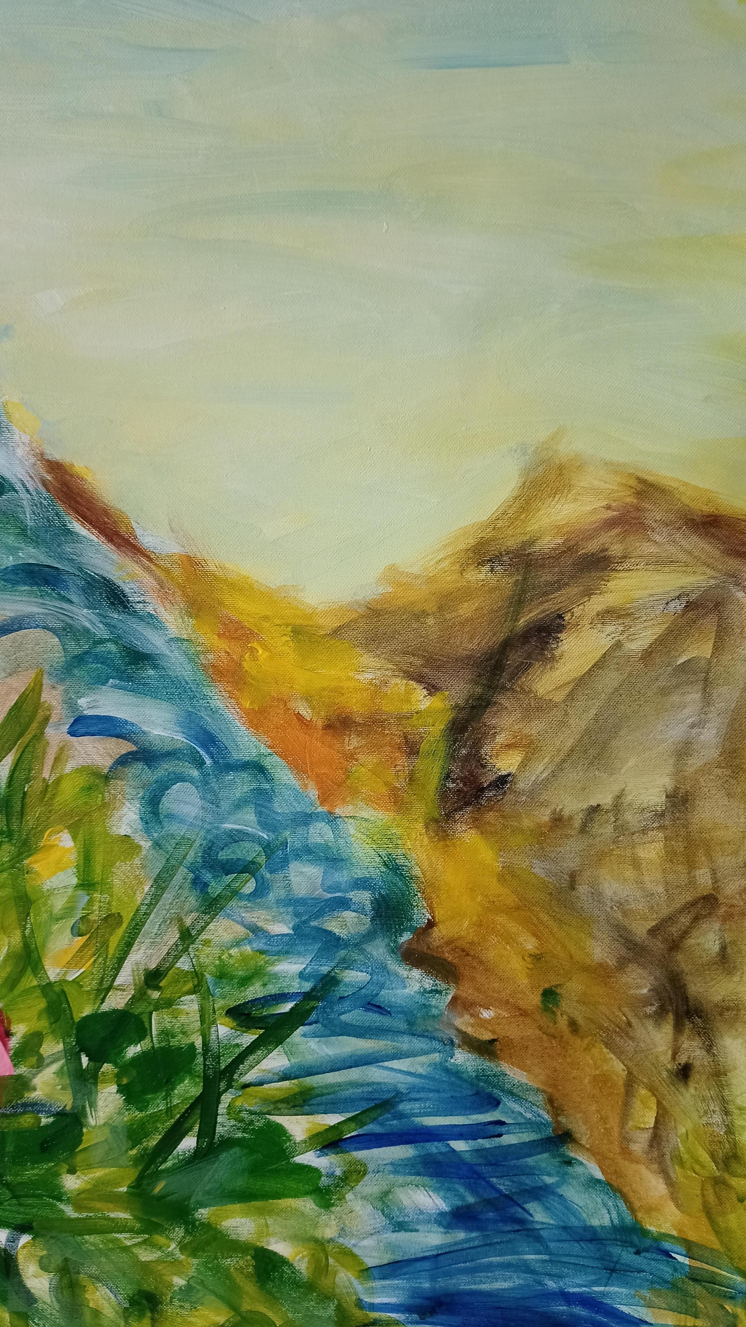 Bergblumen (Grau), Landscape Painting, von Kseniia Ivanova