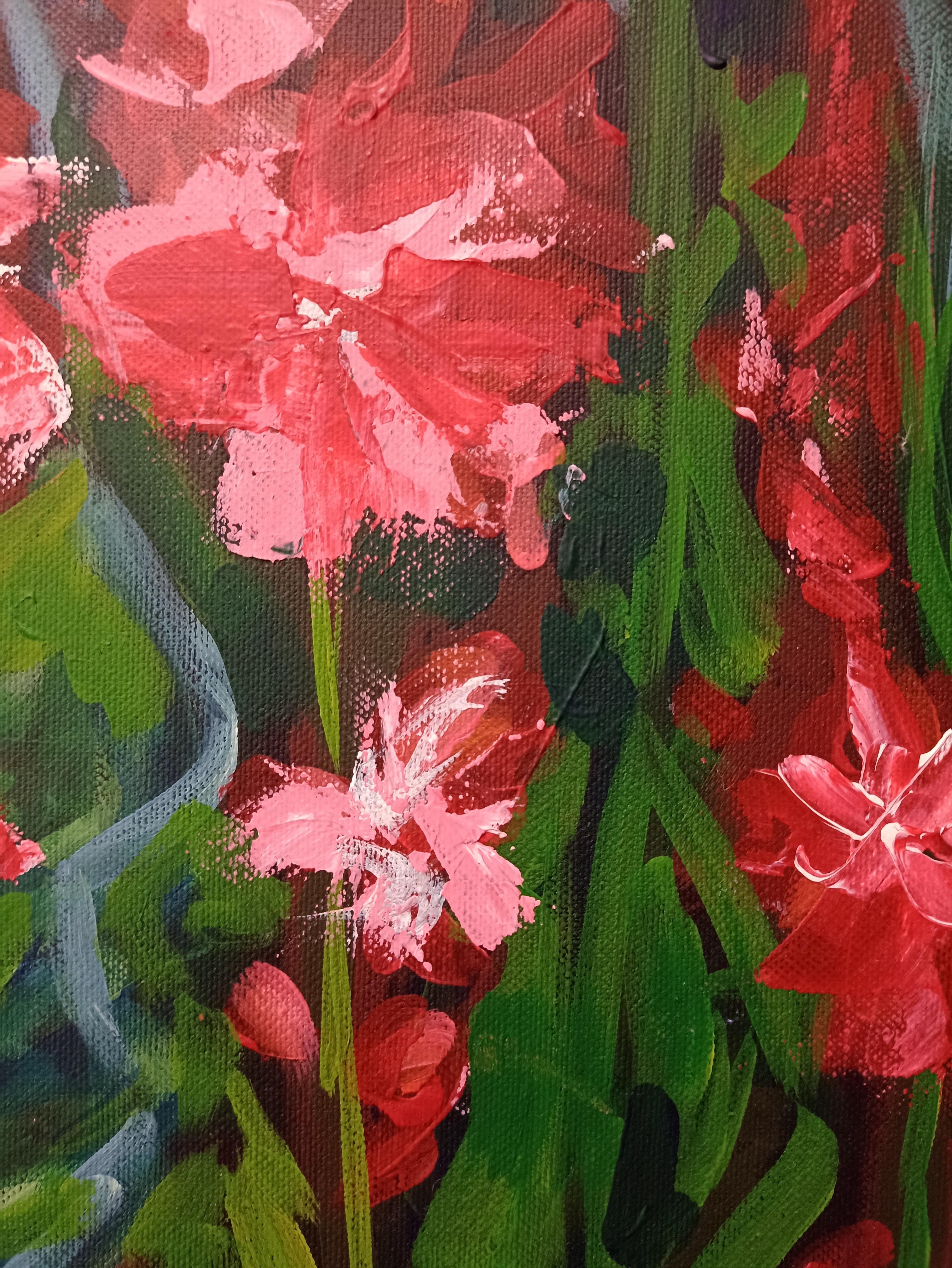 La symphonie de la germination - Impressionnisme abstrait Painting par Kseniia Ivanova