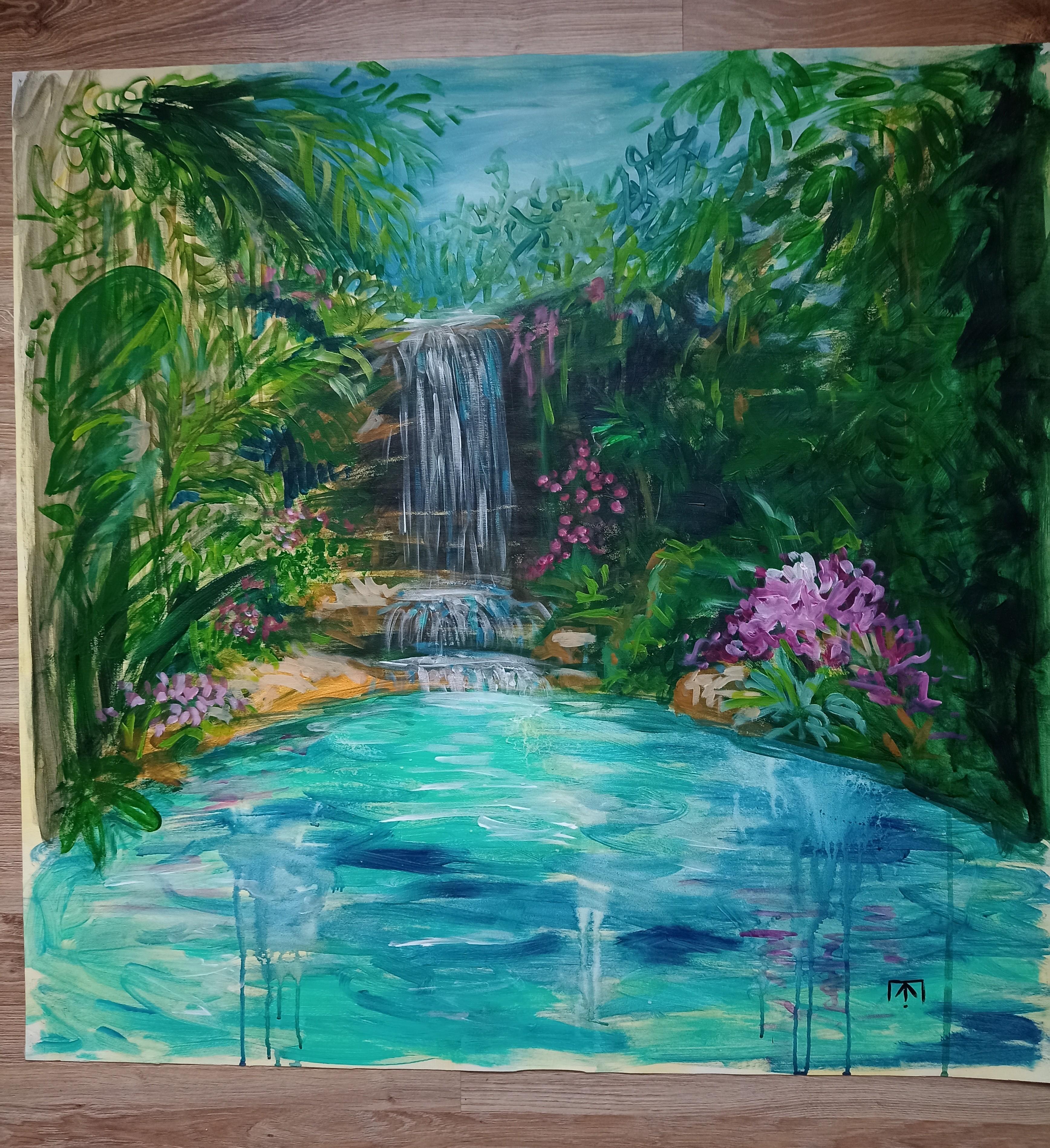Cascade de rêves - Impressionnisme Painting par Kseniia Ivanova