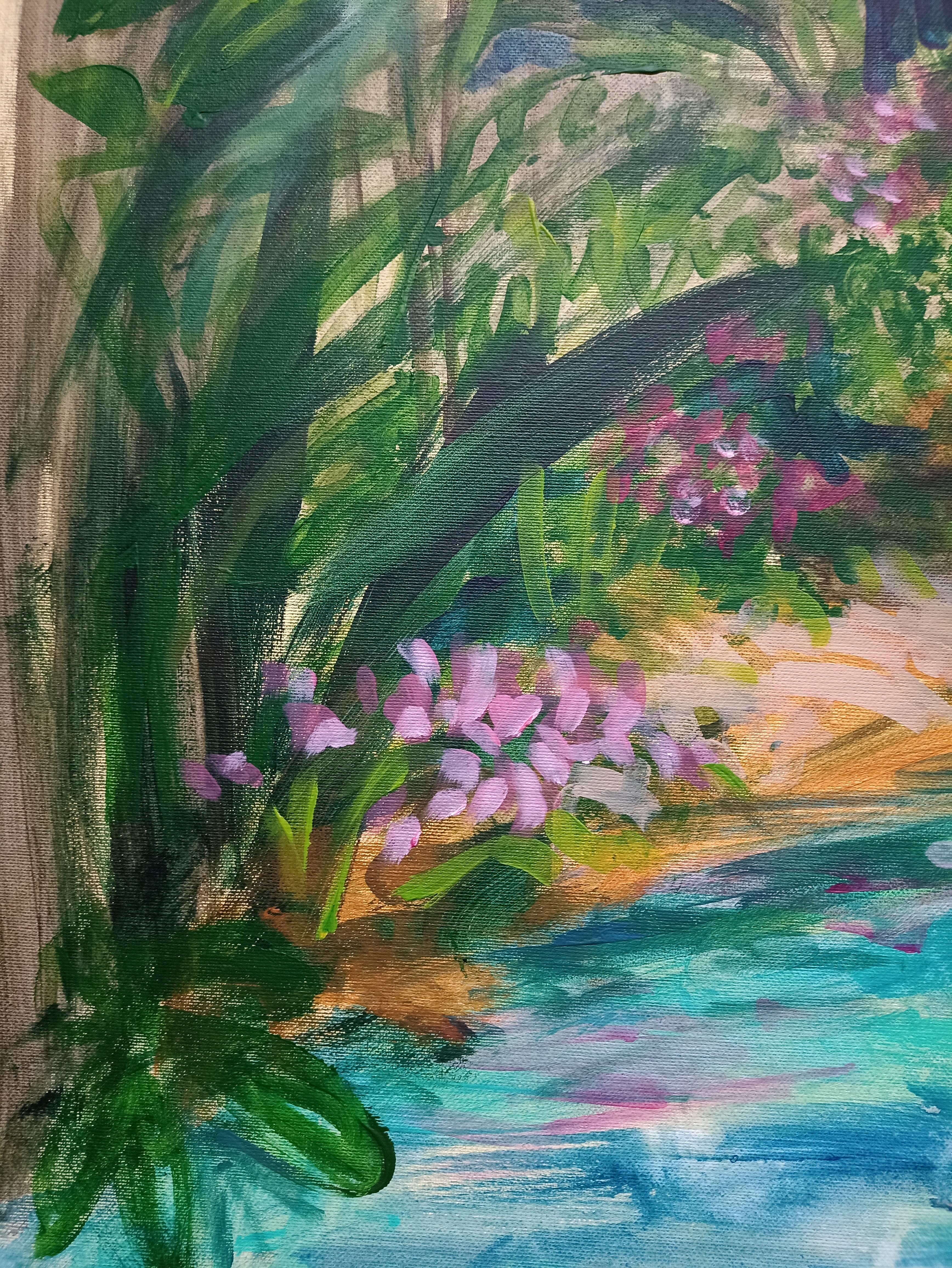 Cette œuvre parle d'une source intérieure inépuisable. La cascade symbolise le flux de l'existence, de l'énergie et de la purification, qui n'est pas le fruit du contrôle mais de la confiance. Il dépeint un état d'abandon au mouvement, se laissant