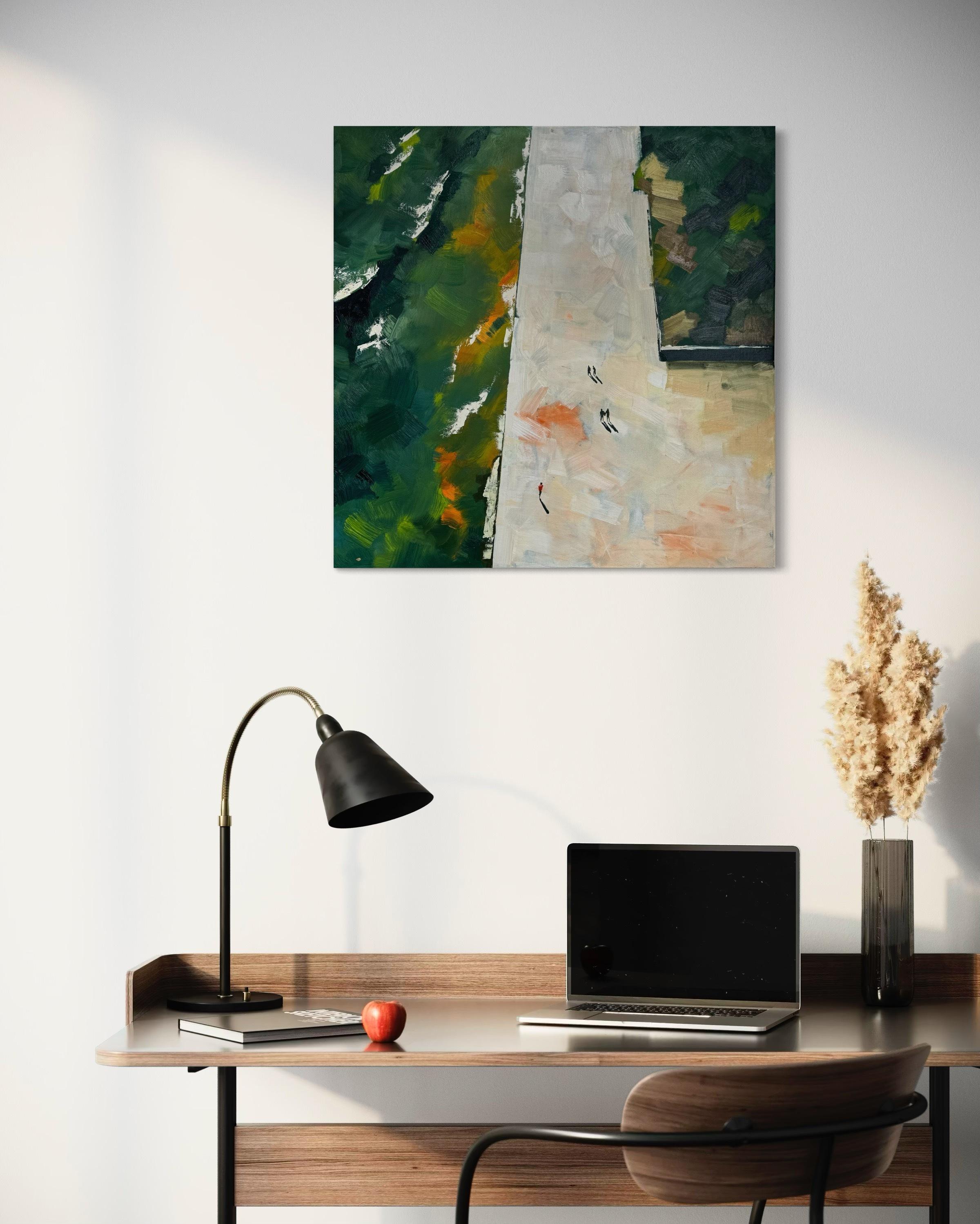 Vogelperspektive um 18.17 Uhr (Schwarz), Landscape Painting, von Kseniya Rai