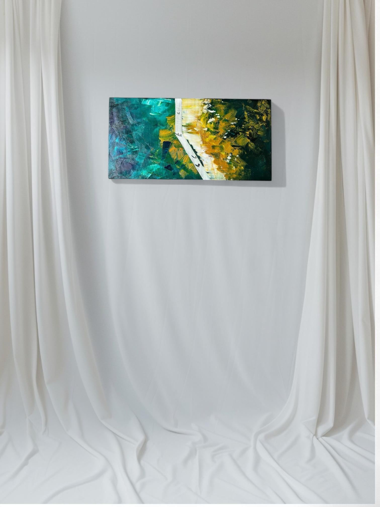 Vogelperspektive um 7.24 Uhr (Blau), Landscape Painting, von Kseniya Rai