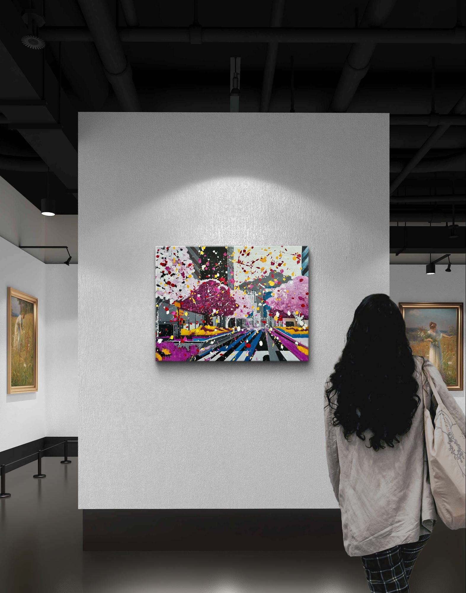 Paysage urbain à midi - Painting de Kseniya Rai