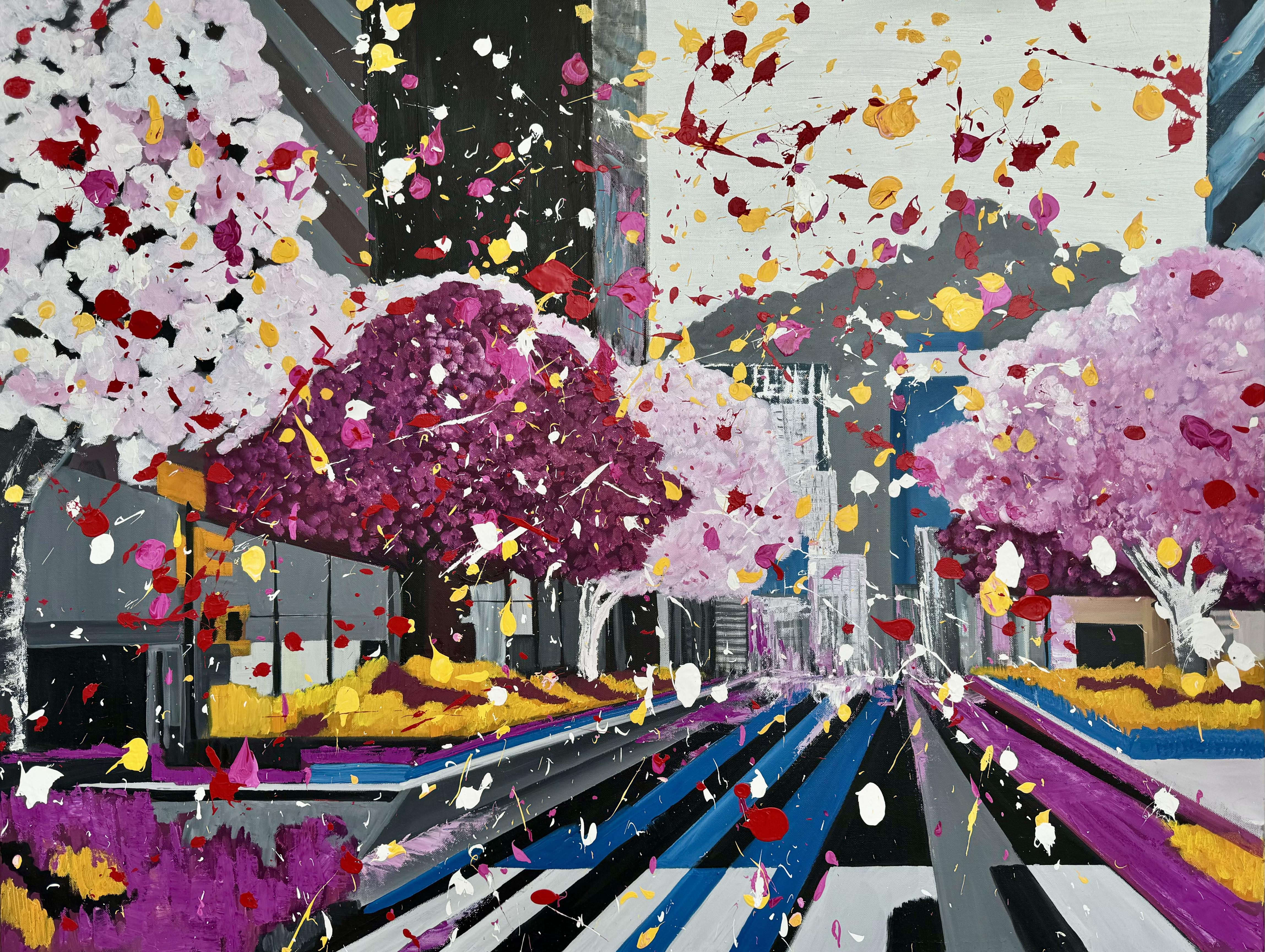 Figurative Painting Kseniya Rai - Paysage urbain à midi