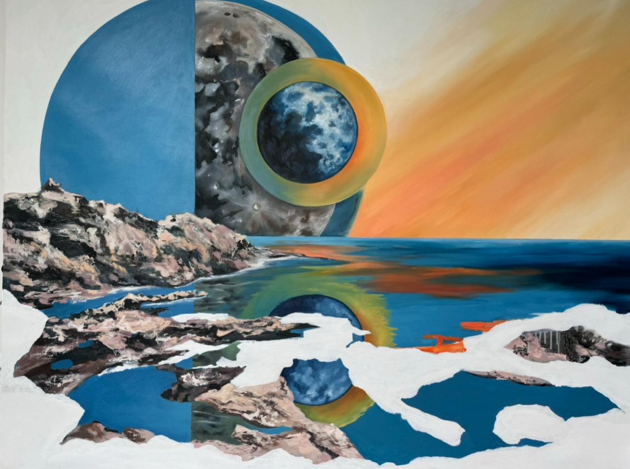 Kseniya Rai Landscape Painting - Echo Satellites