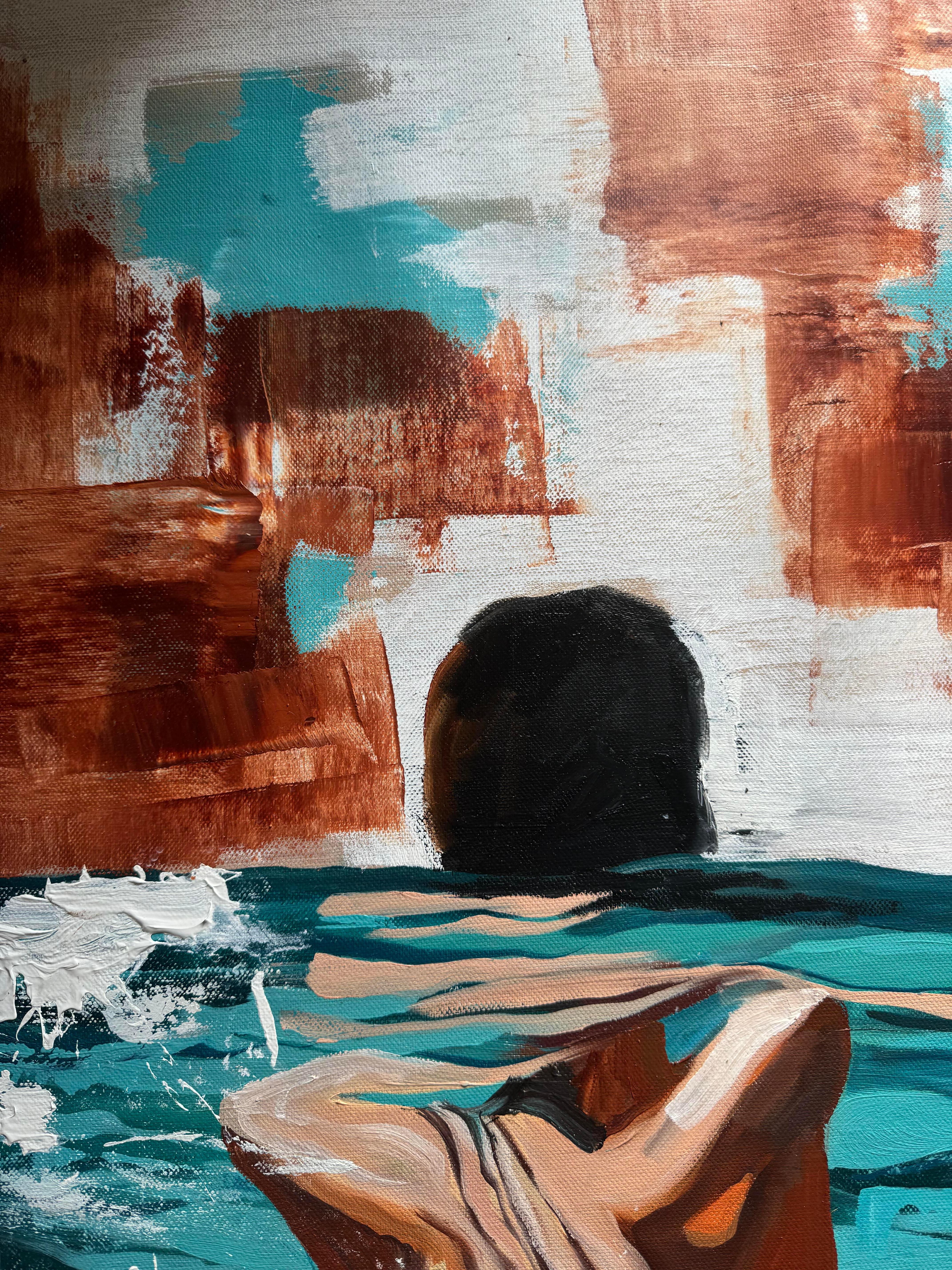 In many cultures, blue and cyan colours are associated with water, the source of life and purification. In this context, they symbolise energy flows, the flow of time and vitality. According to the artist her inspiration is the ocean. The sacred