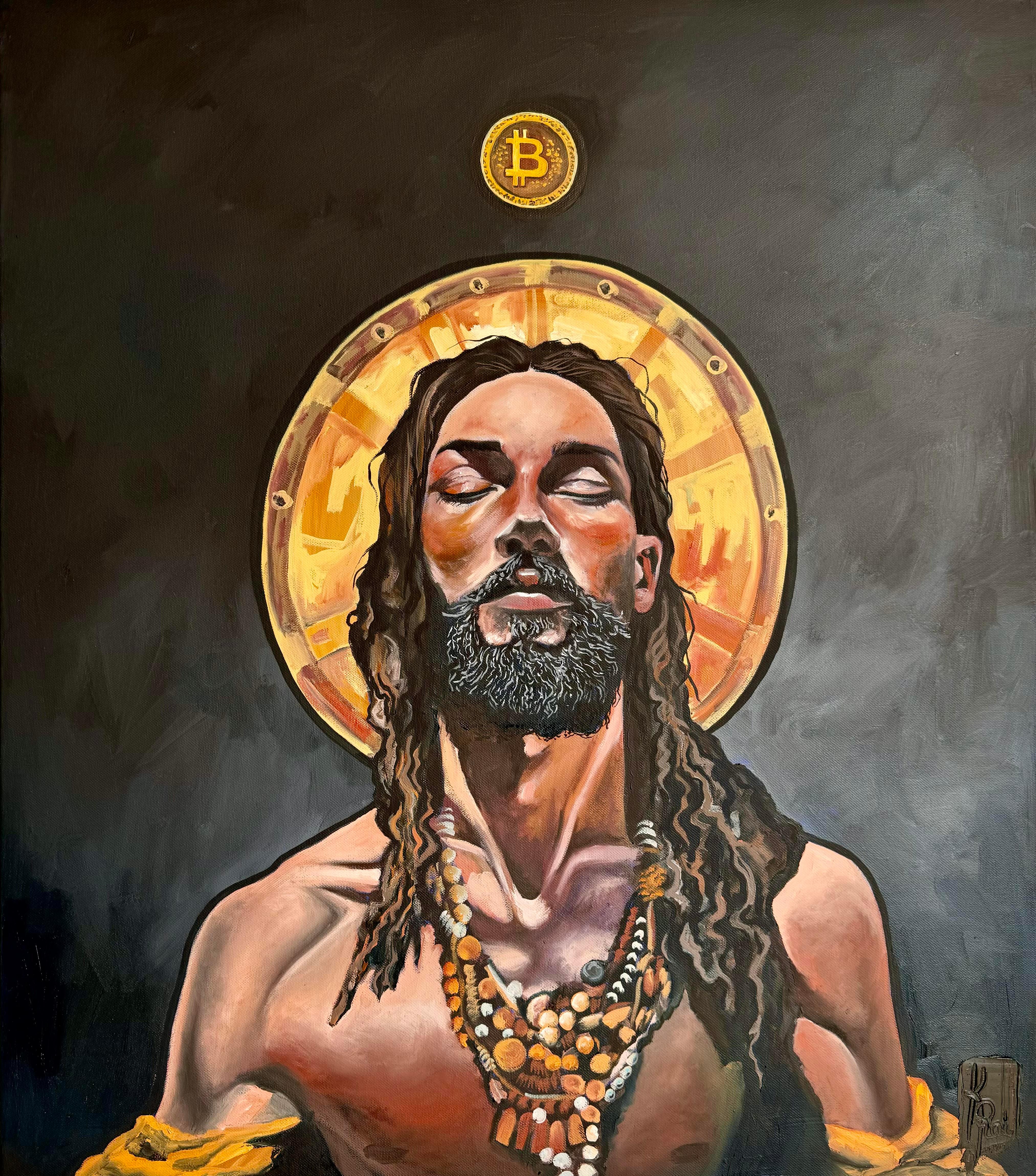 Holy Bitcoin - Painting by Kseniya Rai
