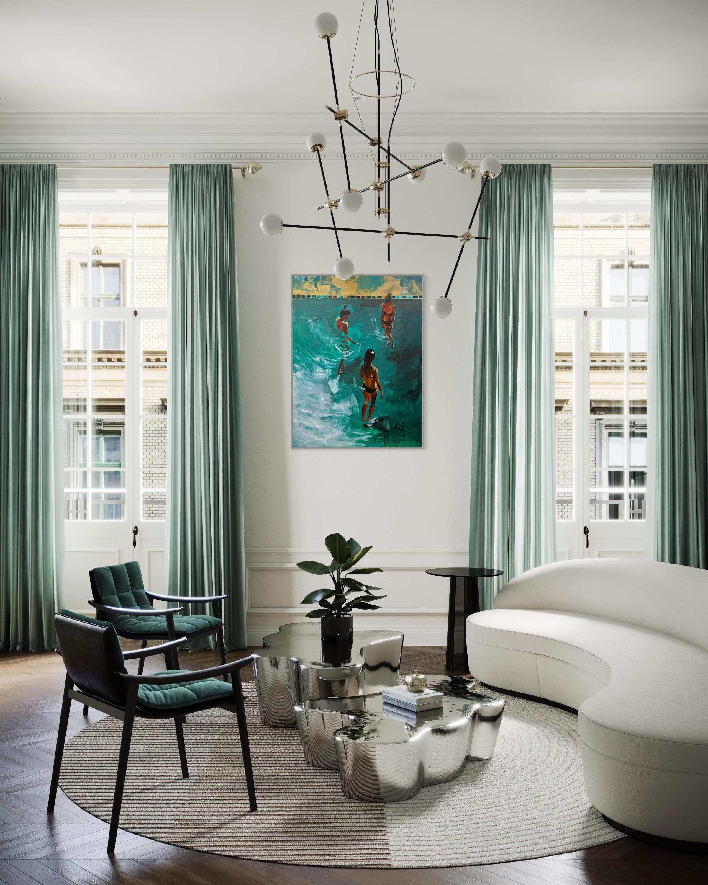 in Rollen verschickt 

In vielen Kulturen werden die Farben Blau und Cyan mit Wasser, der Quelle des Lebens und der Reinigung, in Verbindung gebracht. In diesem Zusammenhang symbolisieren sie Energieflüsse, den Fluss der Zeit und der Vitalität. Die