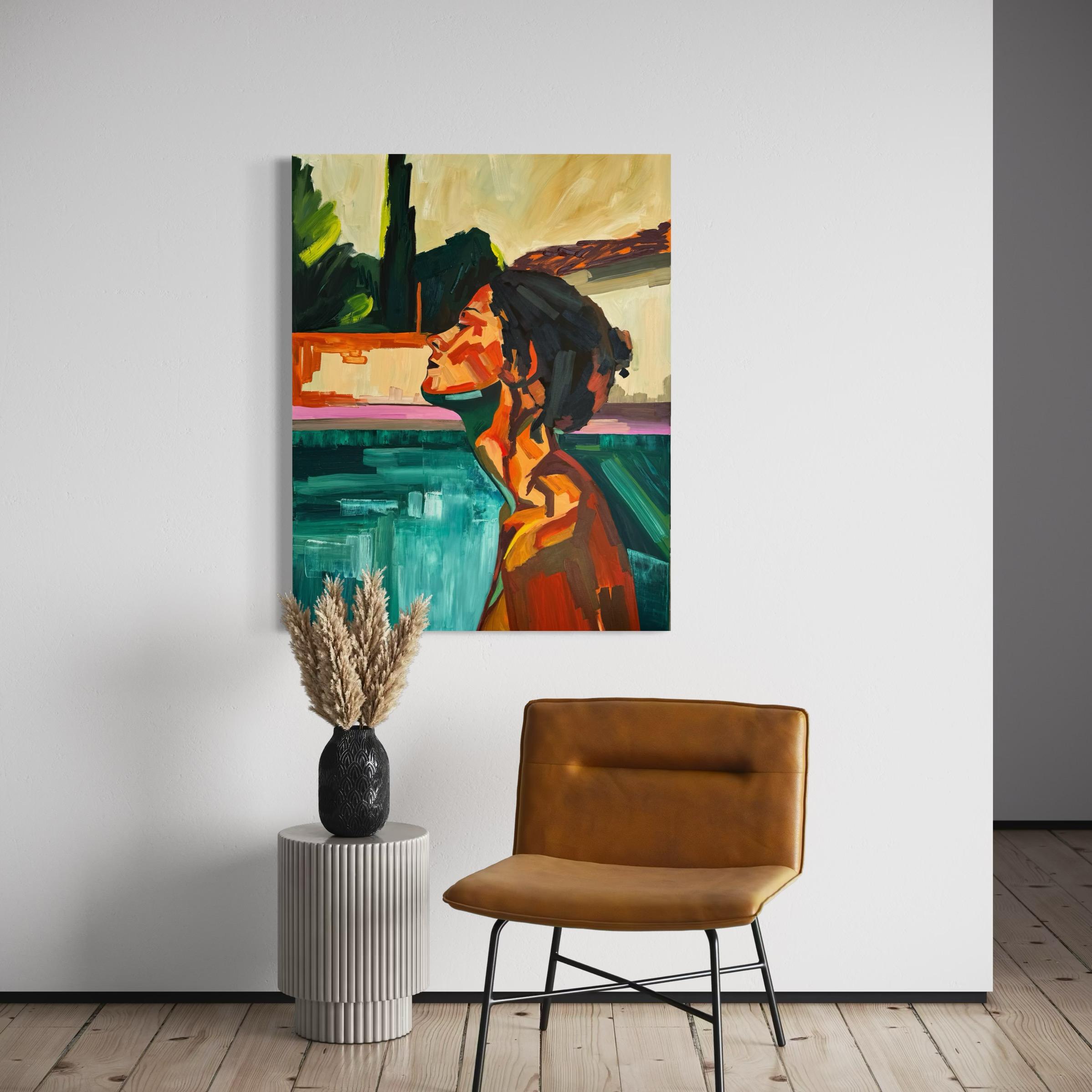 Piscina alle 20.18 - Painting Contemporaneo di Kseniya Rai