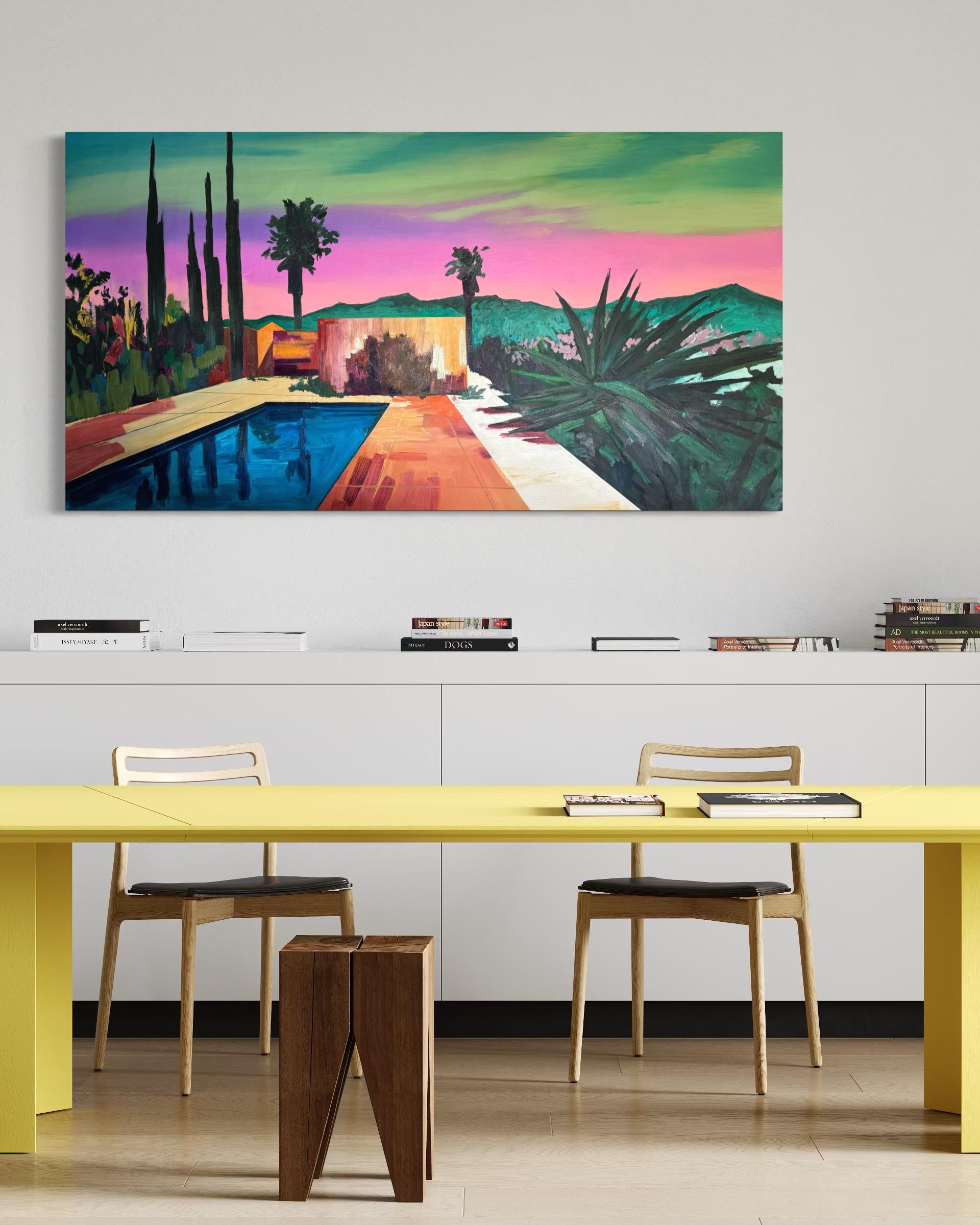 Piscine à 9 h 17 - Contemporain Painting par Kseniya Rai