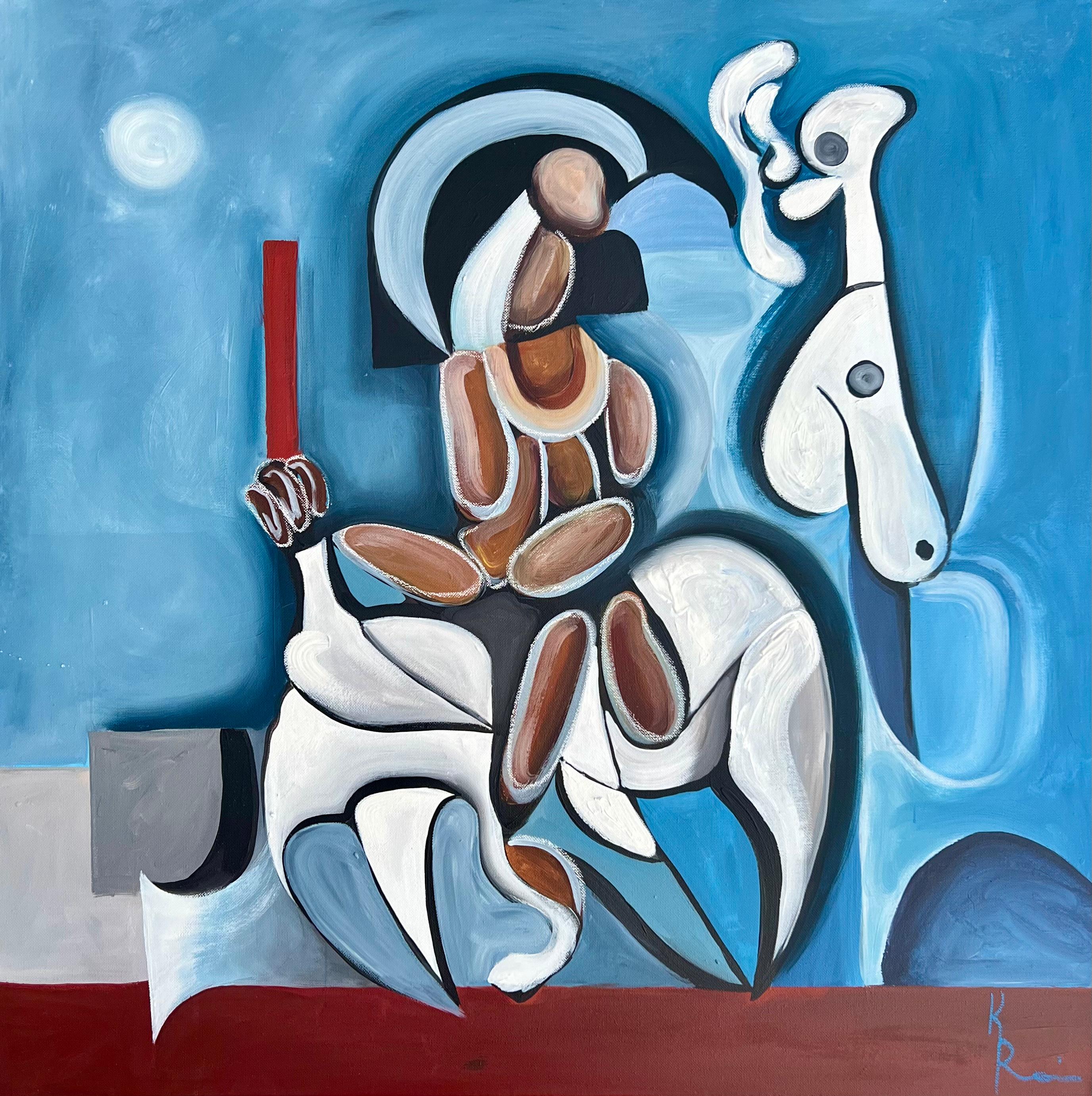 Kseniya Rai Portrait Painting - Riding a horse 