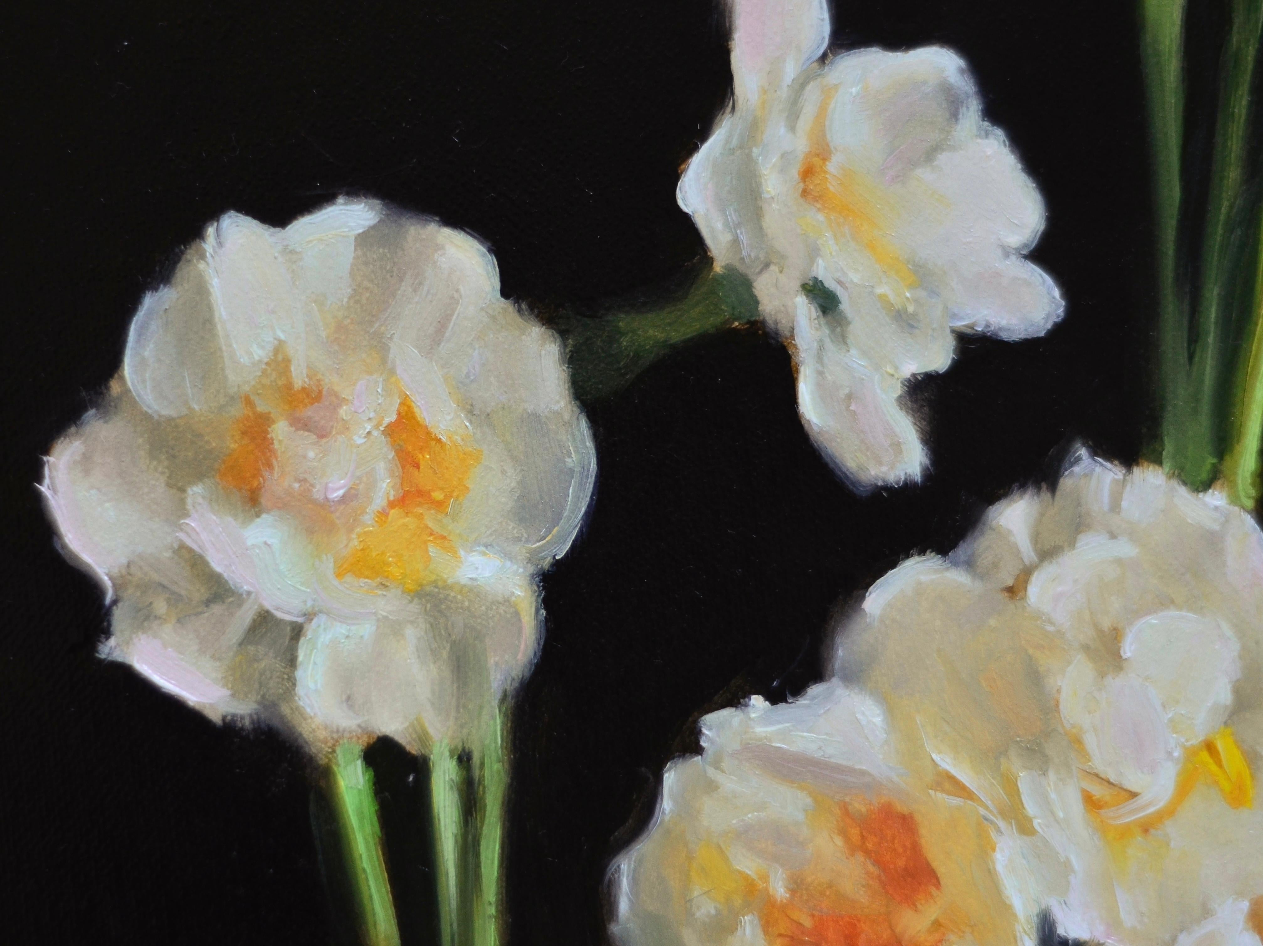 Daffodils - 21st Century Contemporary Realism Floral Oil Painting For Sale 1