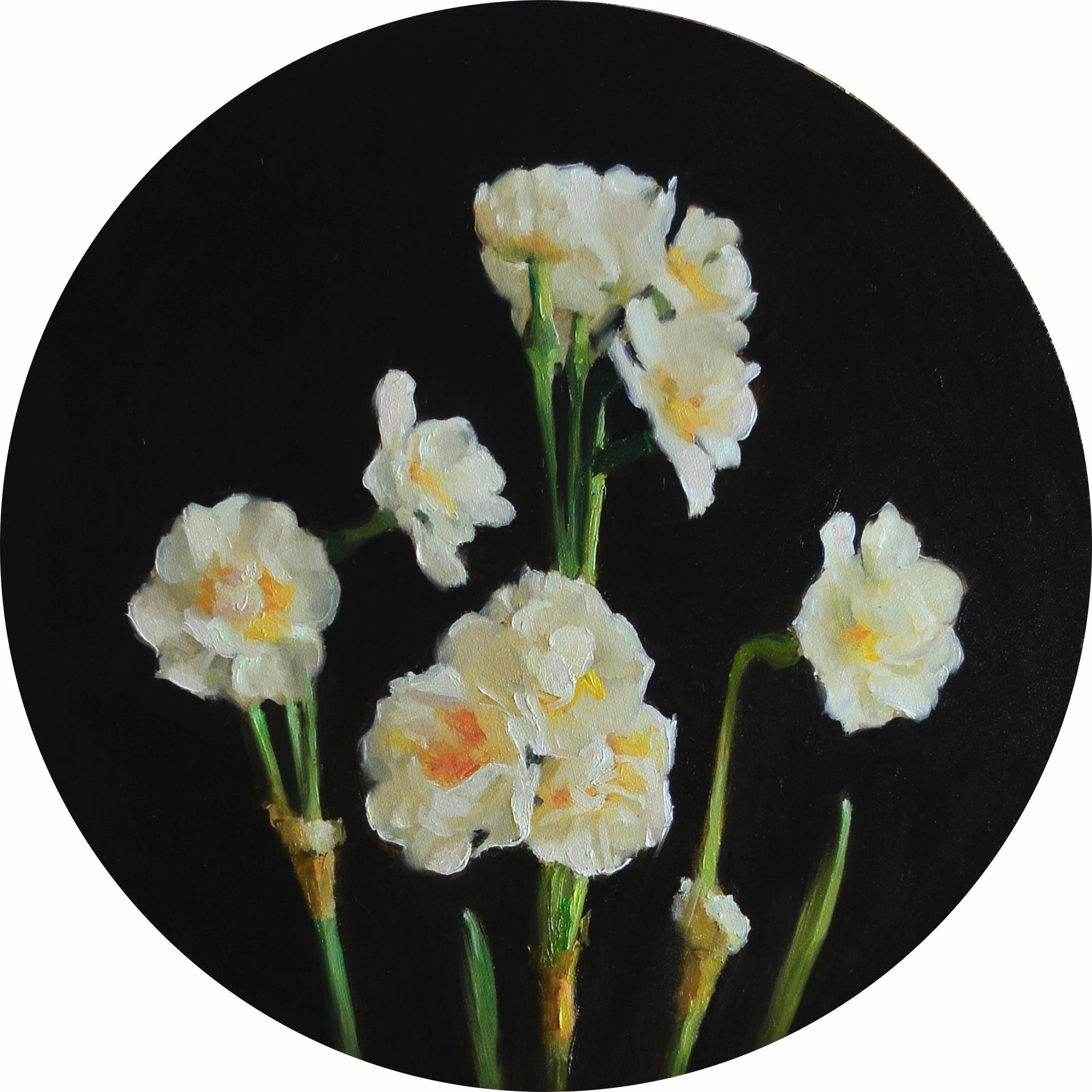 Daffodils - 21st Century Contemporary Realism Floral Oil Painting - Brown Figurative Painting by Ksenya Istomina