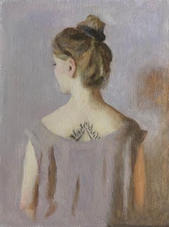 Girl With a Tatoo - 21st Century Contemporary Female Beauty Portrait Painting