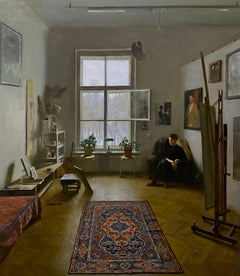 Musing - Contemporary Interior Ölgemälde des 21. Jahrhunderts von Ksenya Istomina