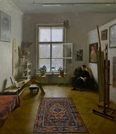 Musing - Peinture à l'huile d'intérieur contemporaine du 21e siècle de Ksenya Istomina