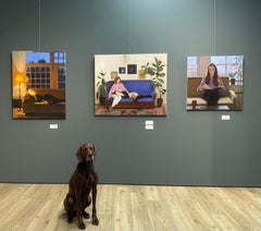 Sweet dreams in the Moonlight -21st century interior painting with figures