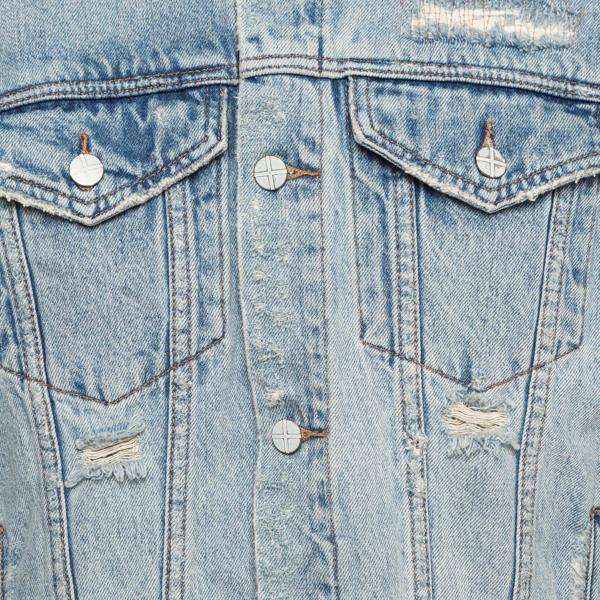 Blu Ksubi Giacca di jeans blu con pizzo Classic Heritage Repair M. in vendita