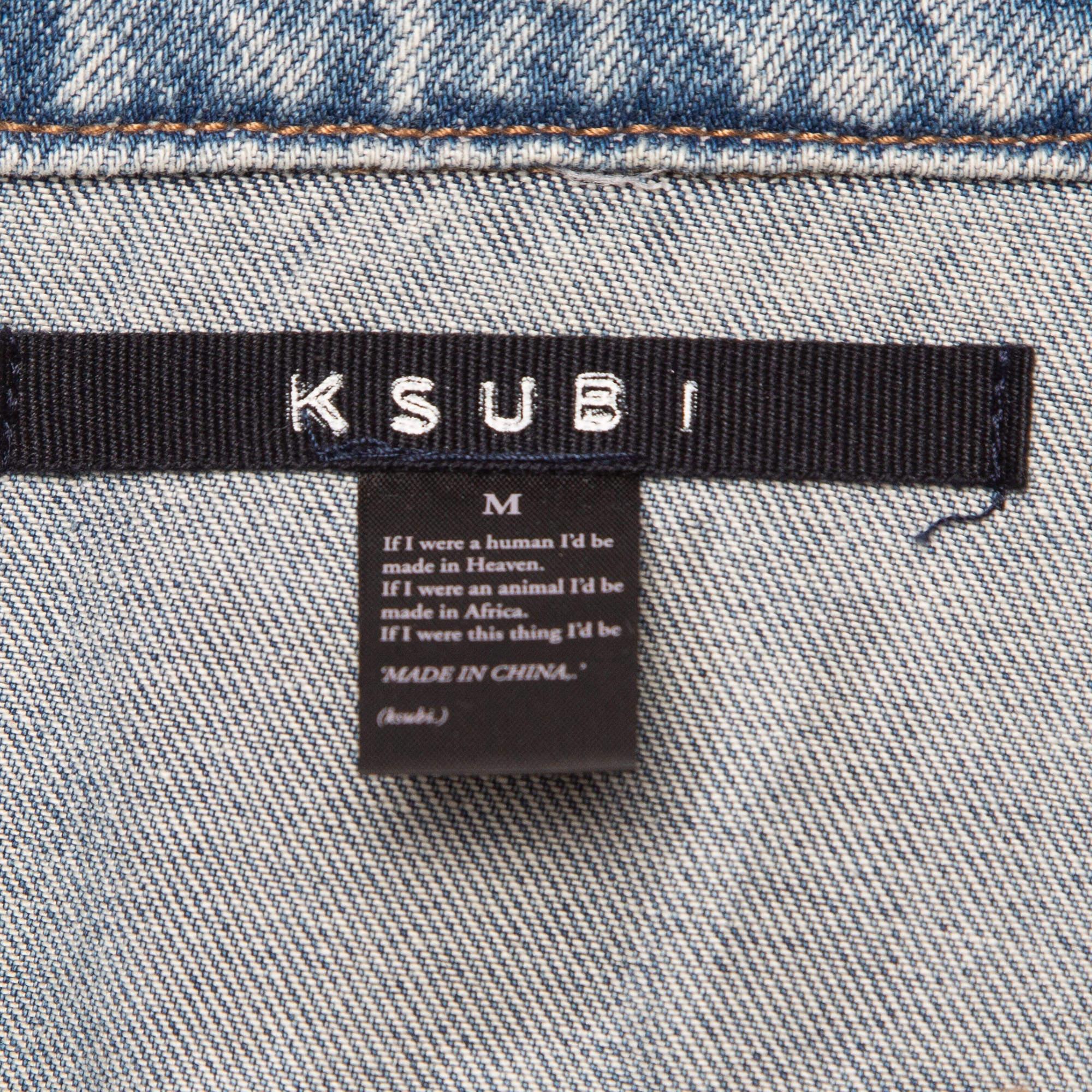 Ksubi Giacca di jeans blu con pizzo Classic Heritage Repair M. In condizioni ottime in vendita a Dubai, Al Qouz 2