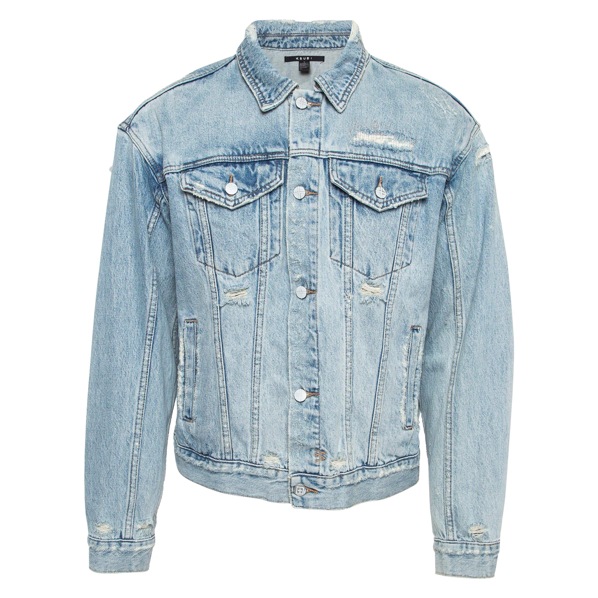 Ksubi Giacca di jeans blu con pizzo Classic Heritage Repair M.