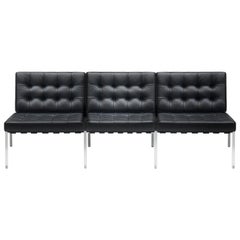 KT-221 Bauhaus Three-Seat Sofa in Tufted Natural Leather and Metal by De Sede
