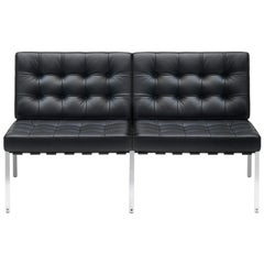 KT-221 Bauhaus Zweisitzer-Sofa aus getuftetem Naturleder und Metall von De Sede