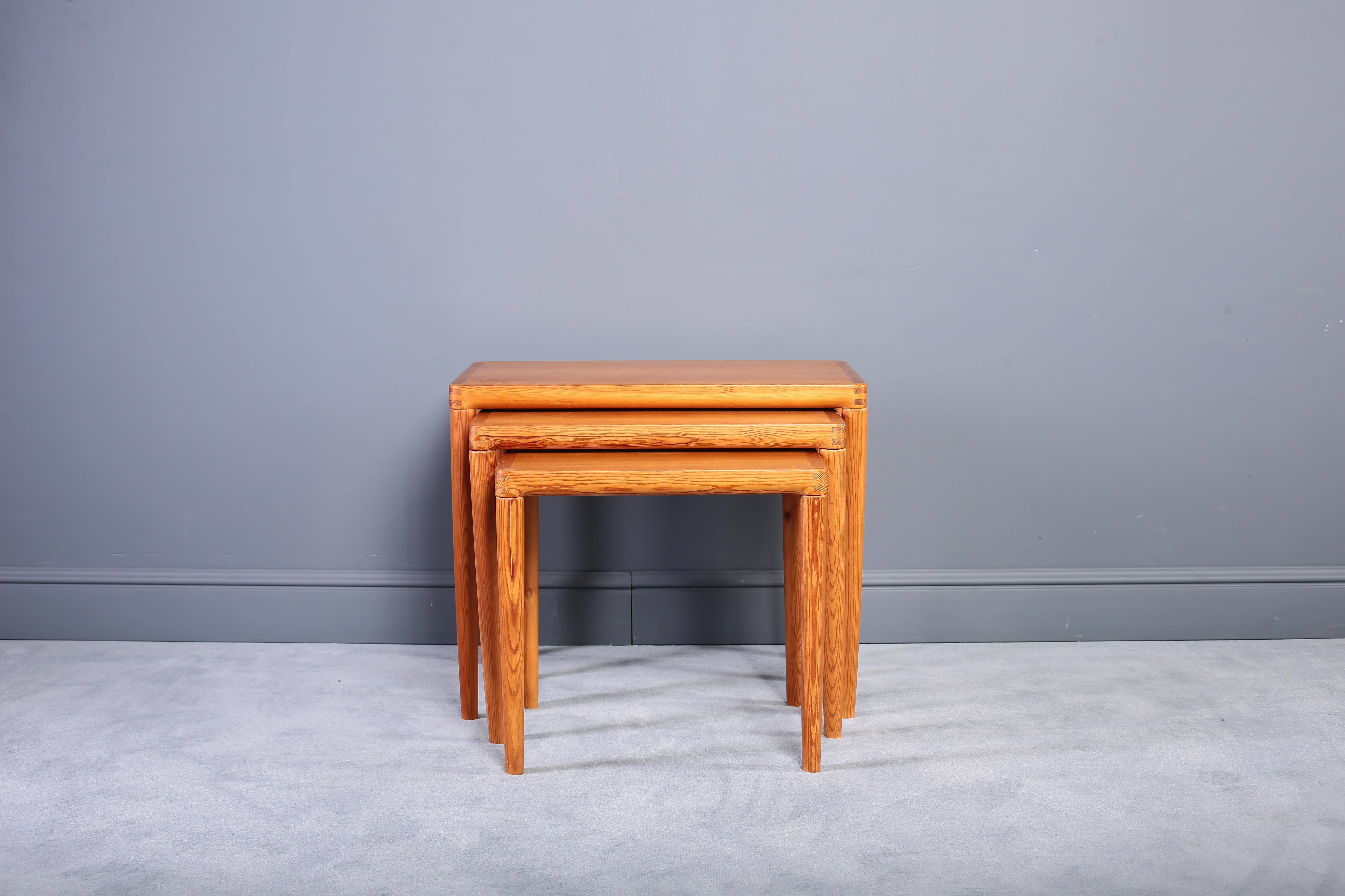 Mid-20th Century K.T. Danish Modern Teak Nesting Tables, Stamped K.T. Nr. 173