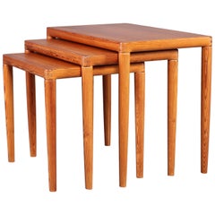 K.T. Danish Modern Teak Nesting Tables, Stamped K.T. Nr. 173