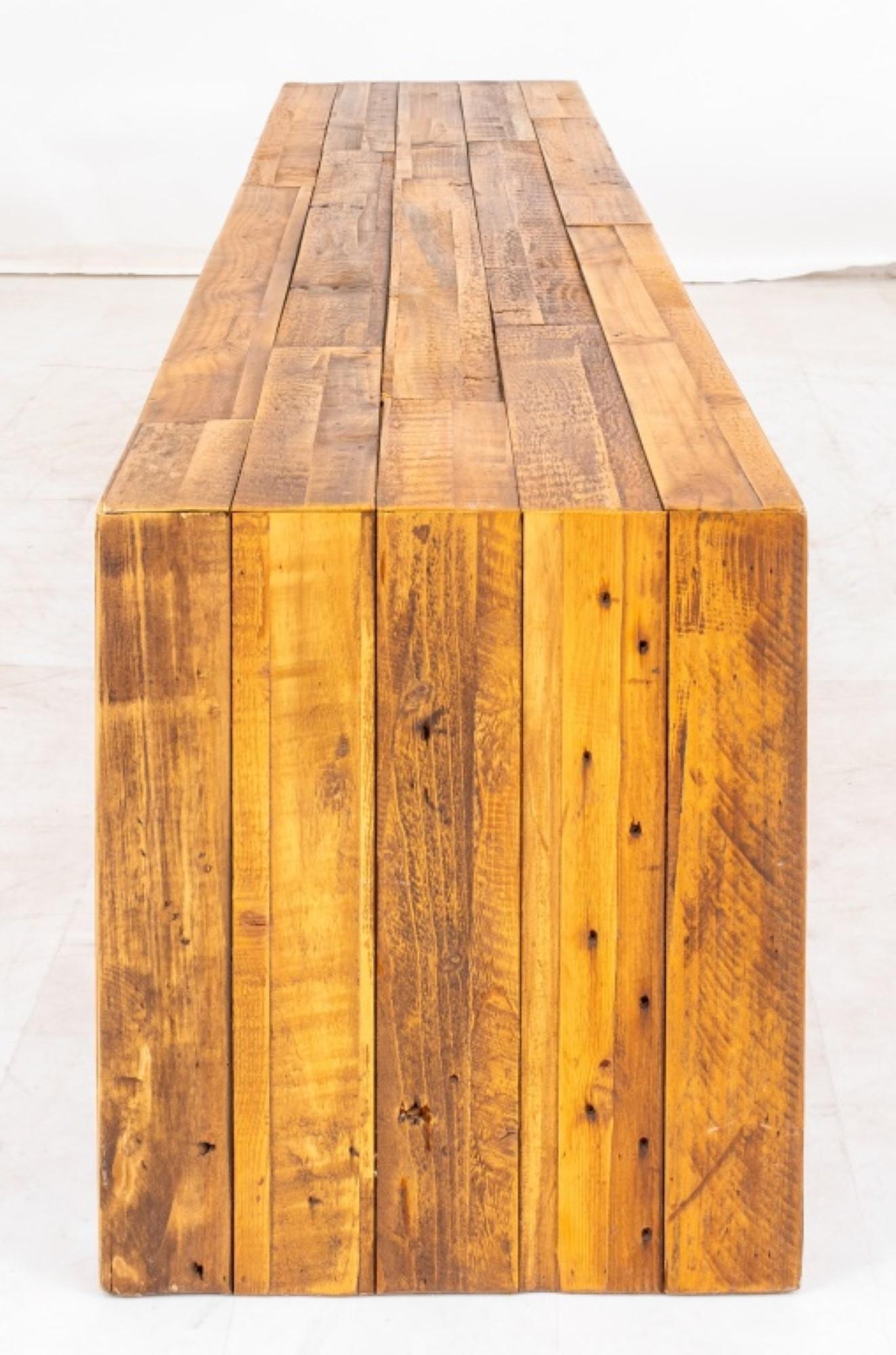 20th Century KT Rustic Oak Hardwood Long Bench For Sale