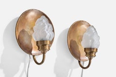 KT Valaisin, Wall Lights, Brass, Glass, Finland, 1960s