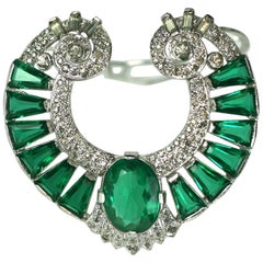 KTF Art Deco Emerald Dress Clip, Alfred Philippe