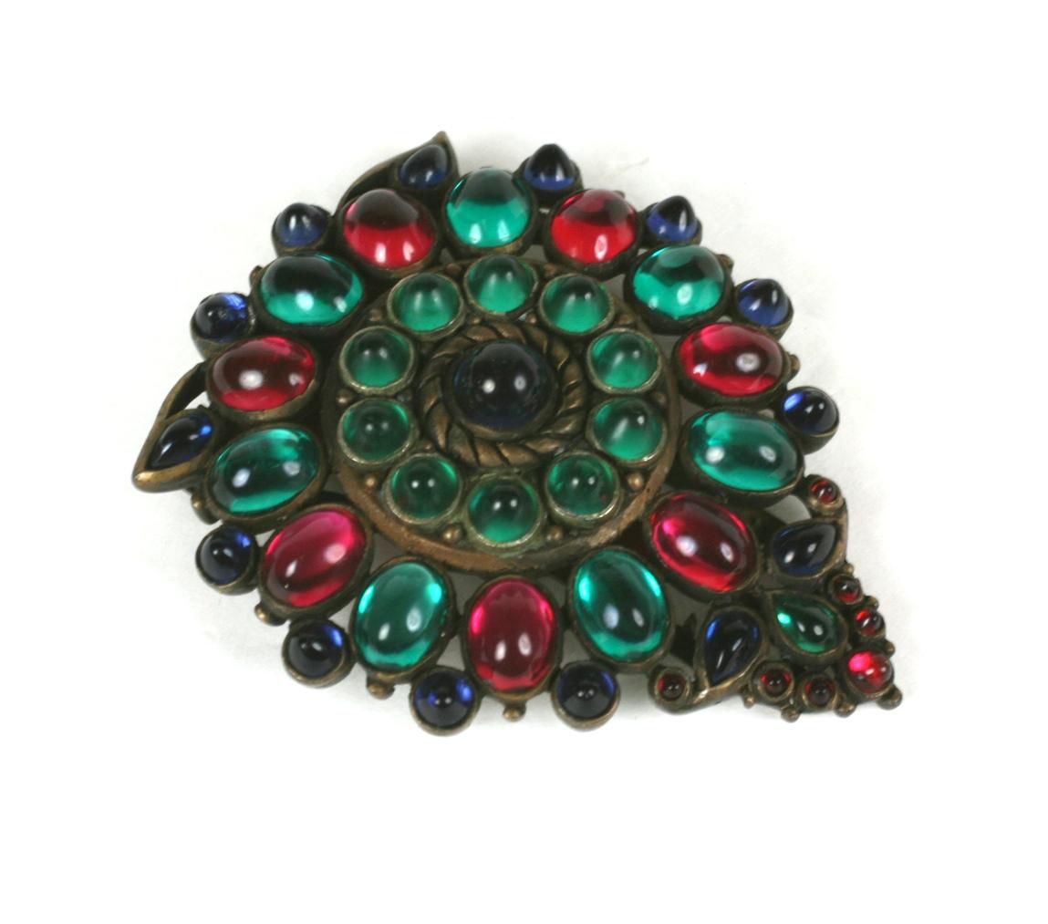 KTF Jewels of India Bronze Cabochon Schildkleid Clip (Art déco) im Angebot