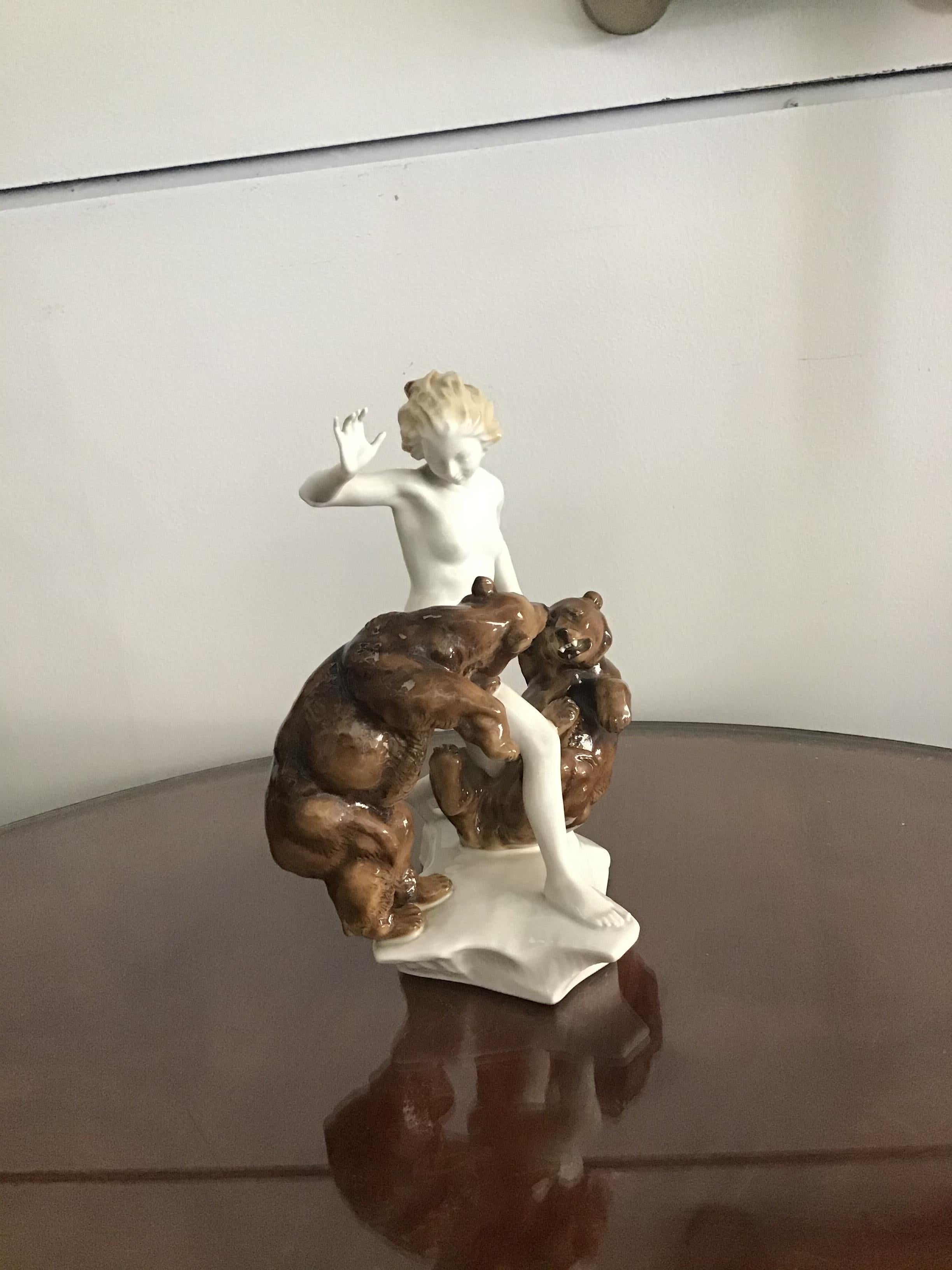 Other K.Tutter “Woman with Bears” Porcelain, 1940, Germany  For Sale