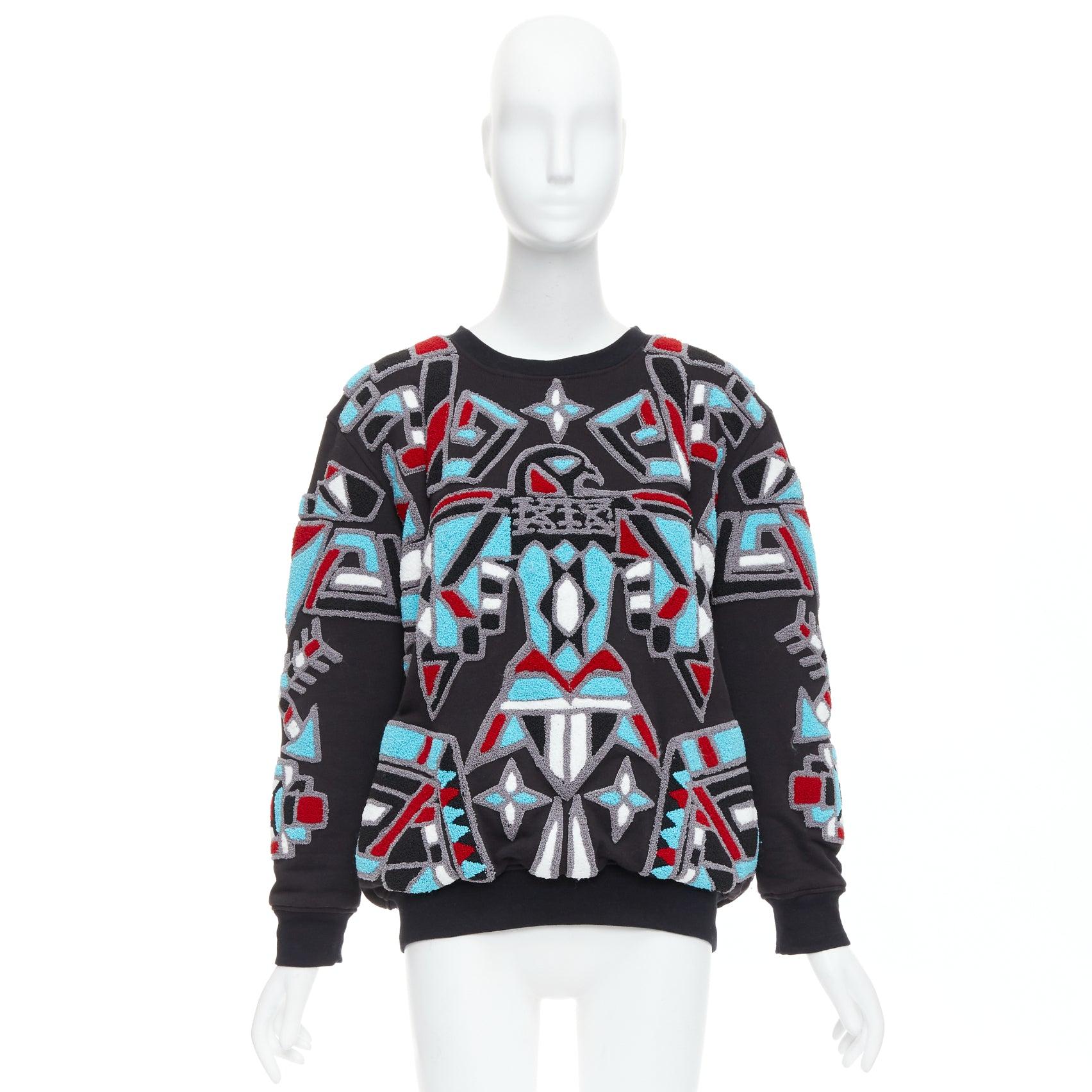 KTZ Pull à motif géométrique touffeté d'aigle métallique en vente 4