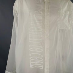 KTZ Size M White Graphic Nylon Button Up Long Sleeve Shirt