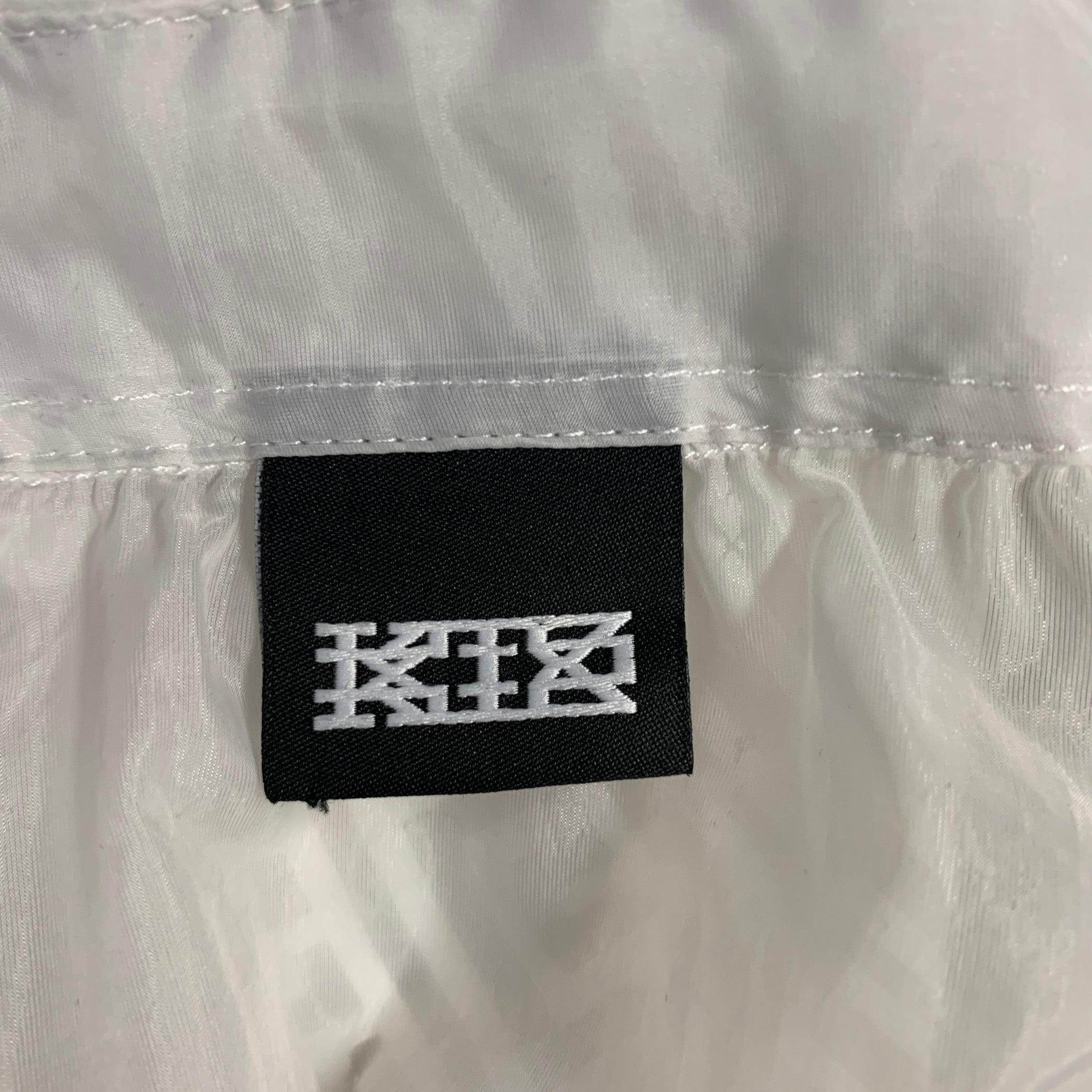 KTZ Size M White Graphic Nylon Button Up Long Sleeve Shirt For Sale 1