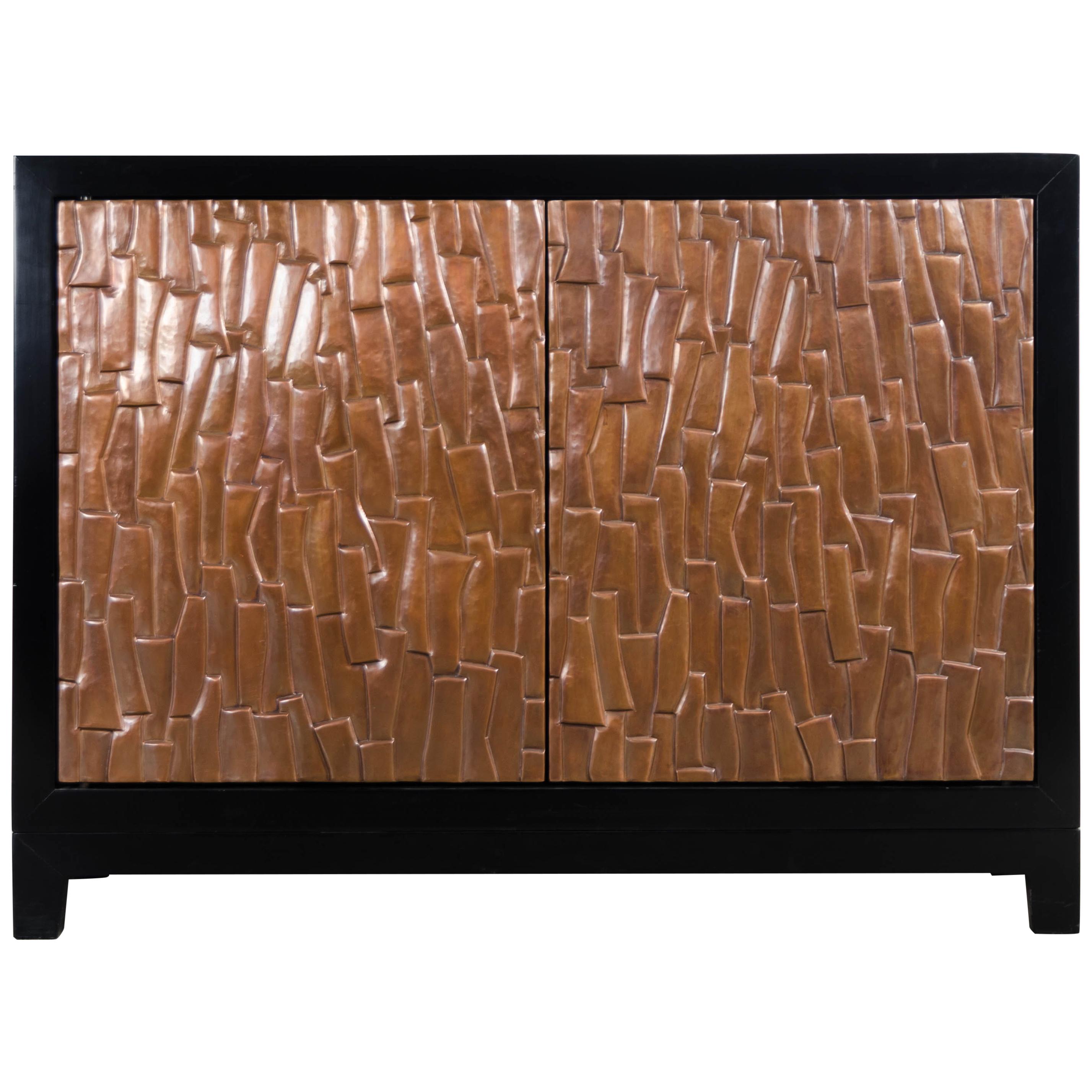 Kuai Design Cabinet on Stand, Copper by Robert Kuo, Hand Repousse, Limited